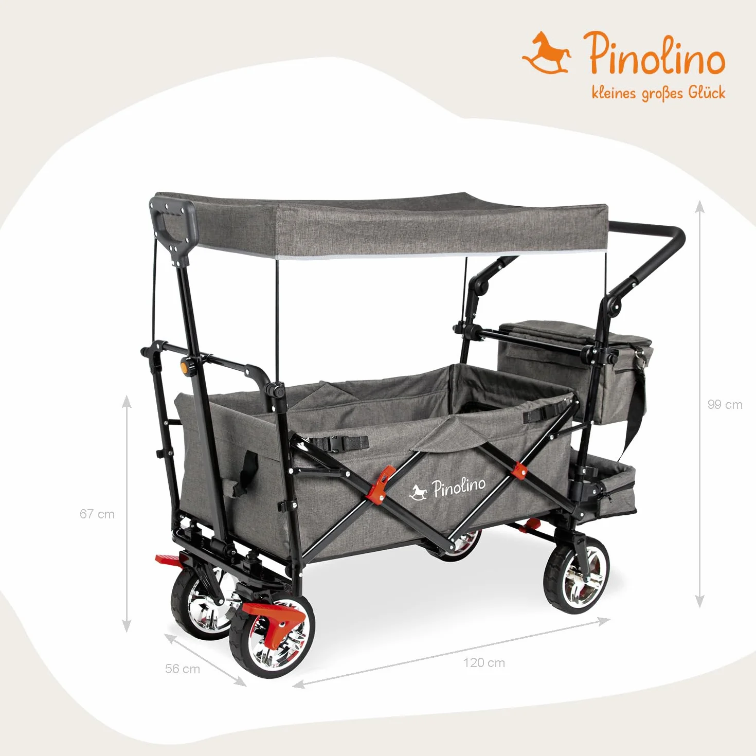 Pinolino 238041 Carrello pieghevole AddPlus con freno, screziato, grigio