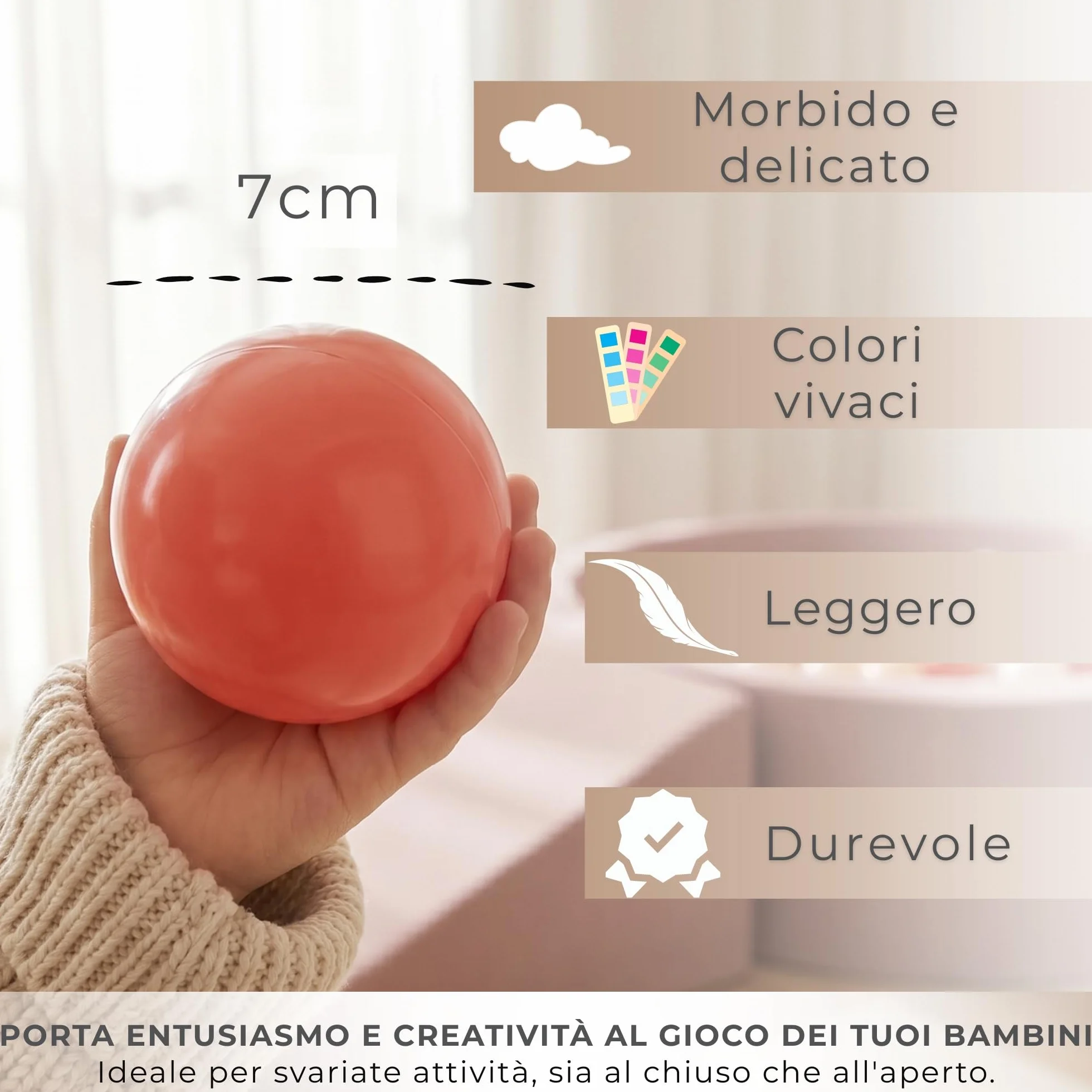 KiddyMoon Area Giochi in Schiuma con Piscina di Palline 90x30cm e Rampa 100 Palline 7cm per Neonati e Bambini - Grigio Chiaro: Giallo Verde Blu Rosso Arancione