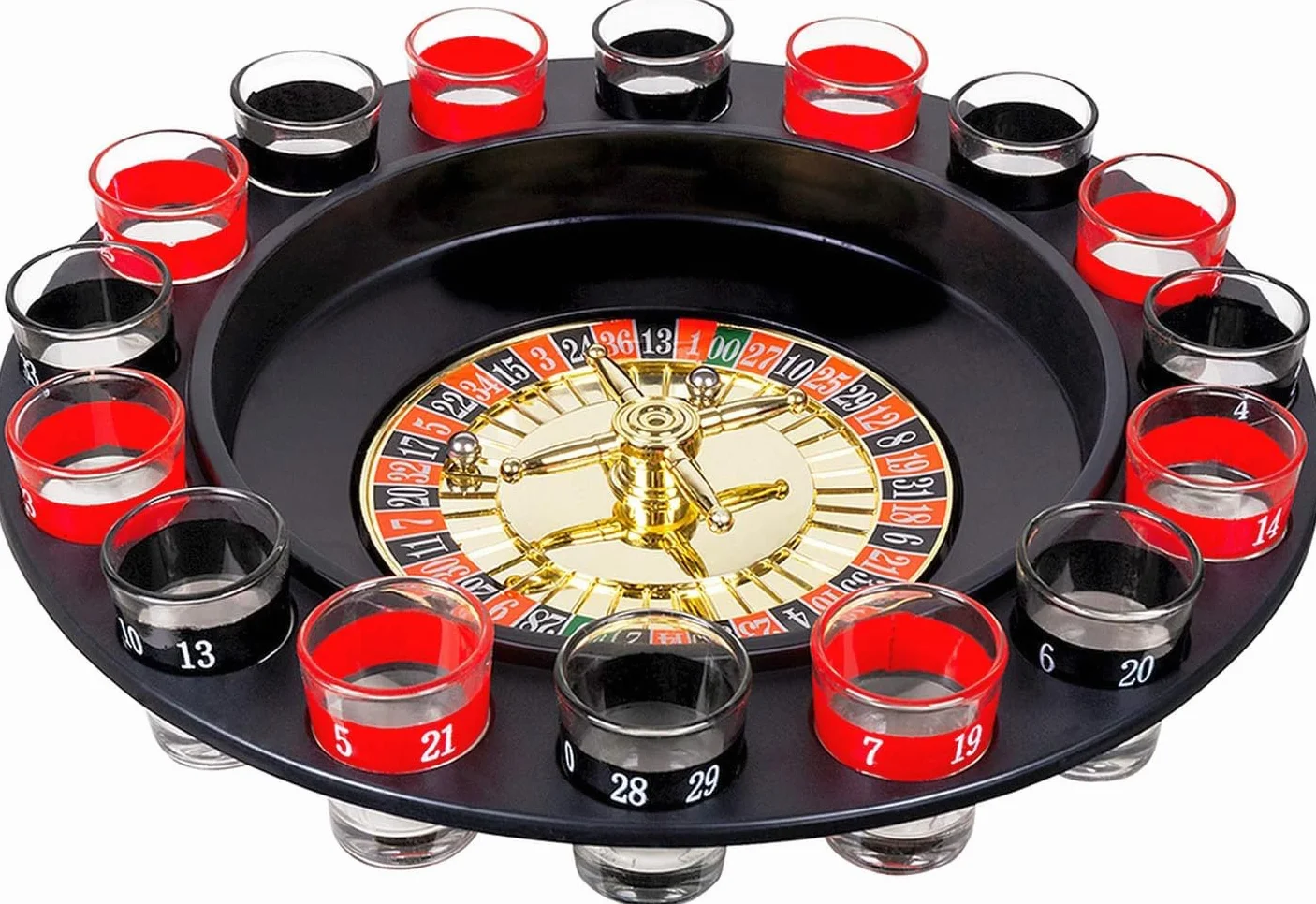SPARKLERS CLUB Gioco Roulette 30 cm - Gioco per aperitivo Roulette 16 bicchieri e 2 sfere, ideale per la serata tra amici Capodanno, aperitivo e vigilia del 31 dicembre