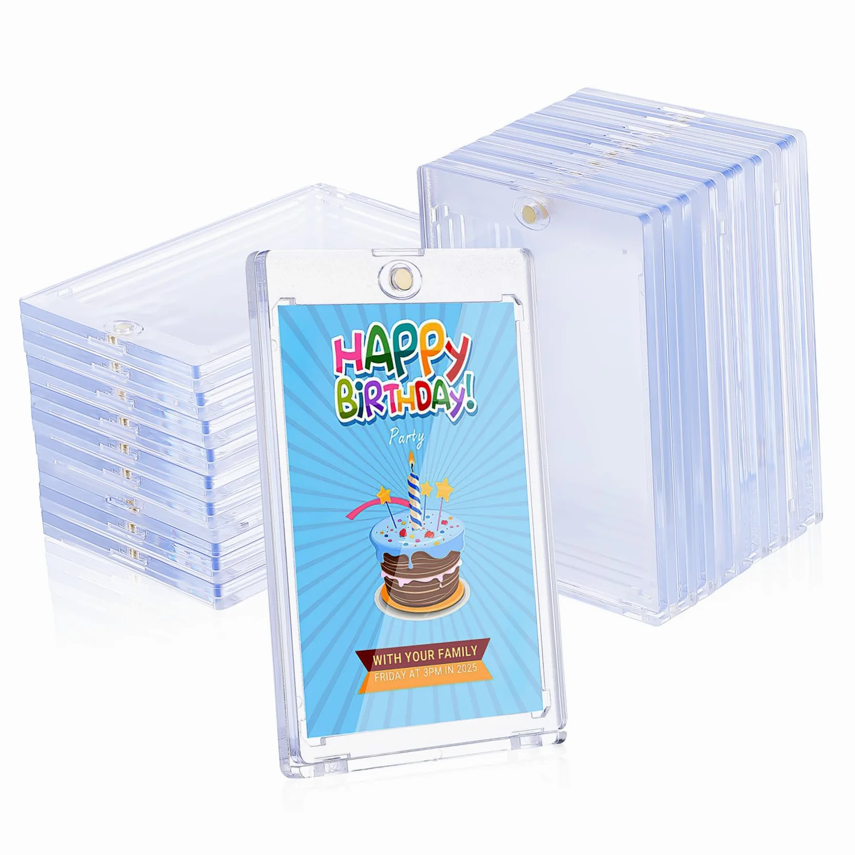 TOYANDONA 18 Pezzi Porta Carte Magnetici in Ps, Protezione per Carte da Gioco e Collezionabili, Chiusura Magnetica e Visibilità Chiara, Uso Versatile