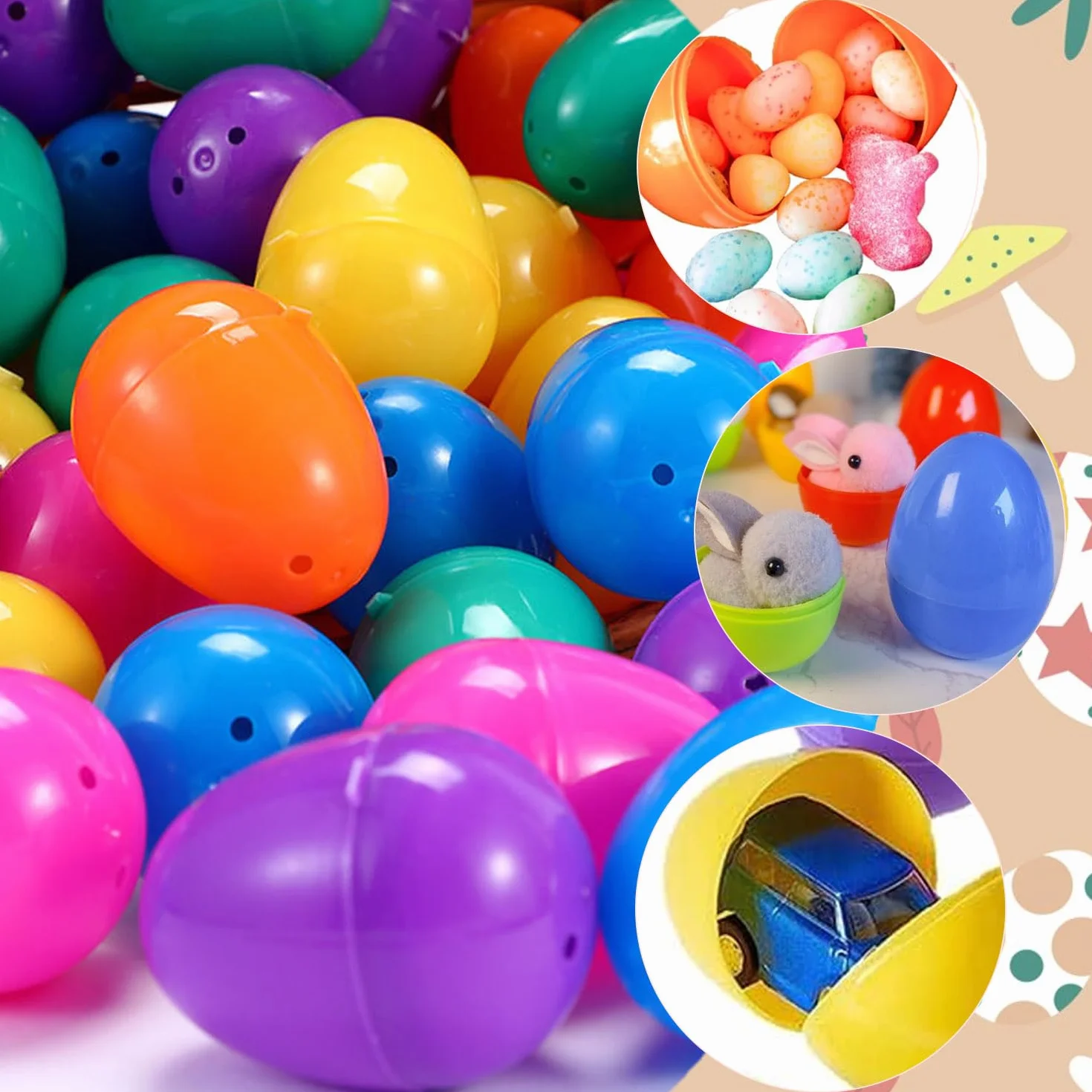 KEELYY 24 PCS Uova di Pasqua da Riempire, 8cm Uova di Plastica Apribili, Guscio Uovo di Pasqua, per Pasqua Regali di Caccia e Caramelle per Bambini