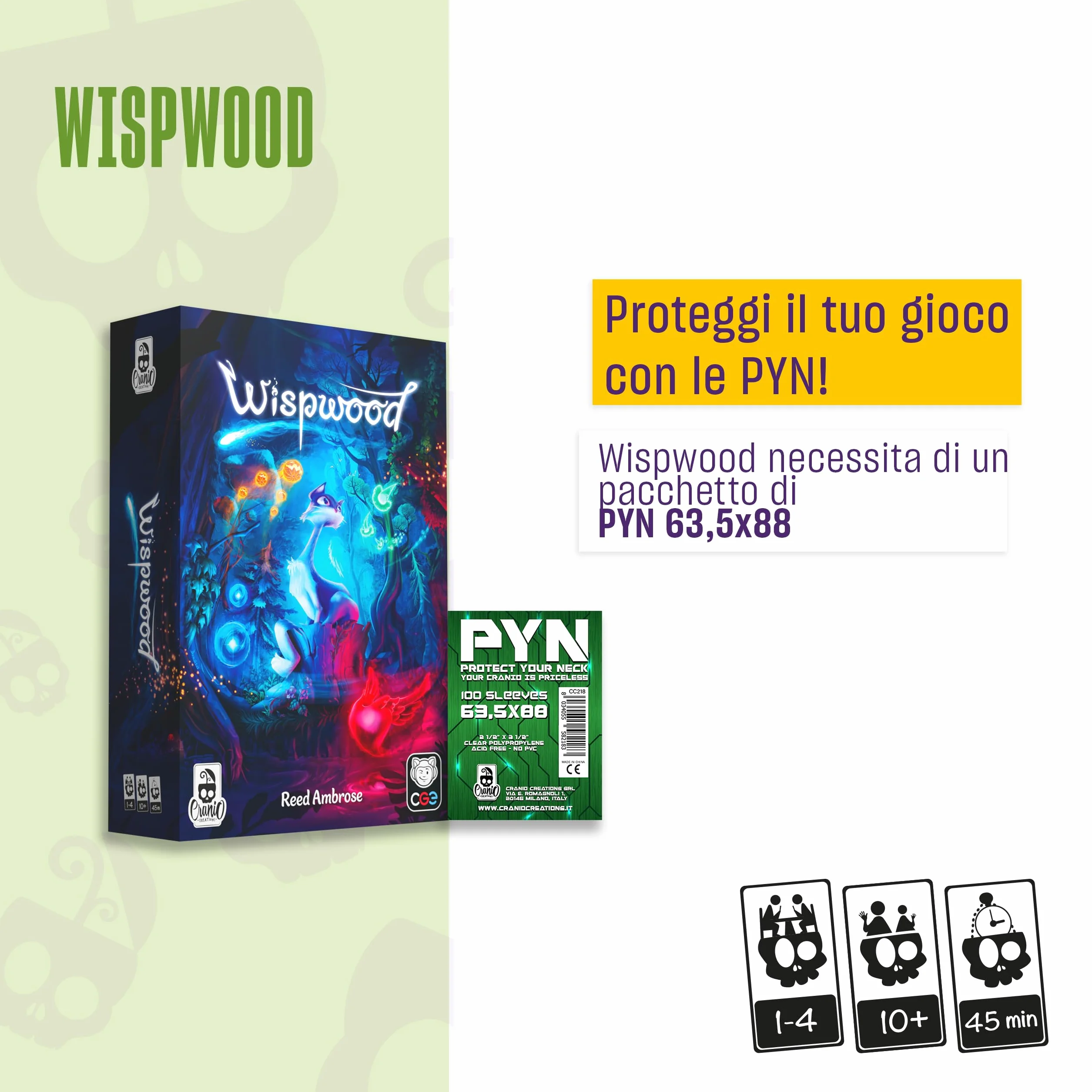 Cranio Creations - Wispwood - Esplora una magica foresta di fuochi fatui colorati - Gioco da Tavolo per Famiglie - Età 10+ - Da 1 a 4 Giocatori - Edizione in Lingua Italiana