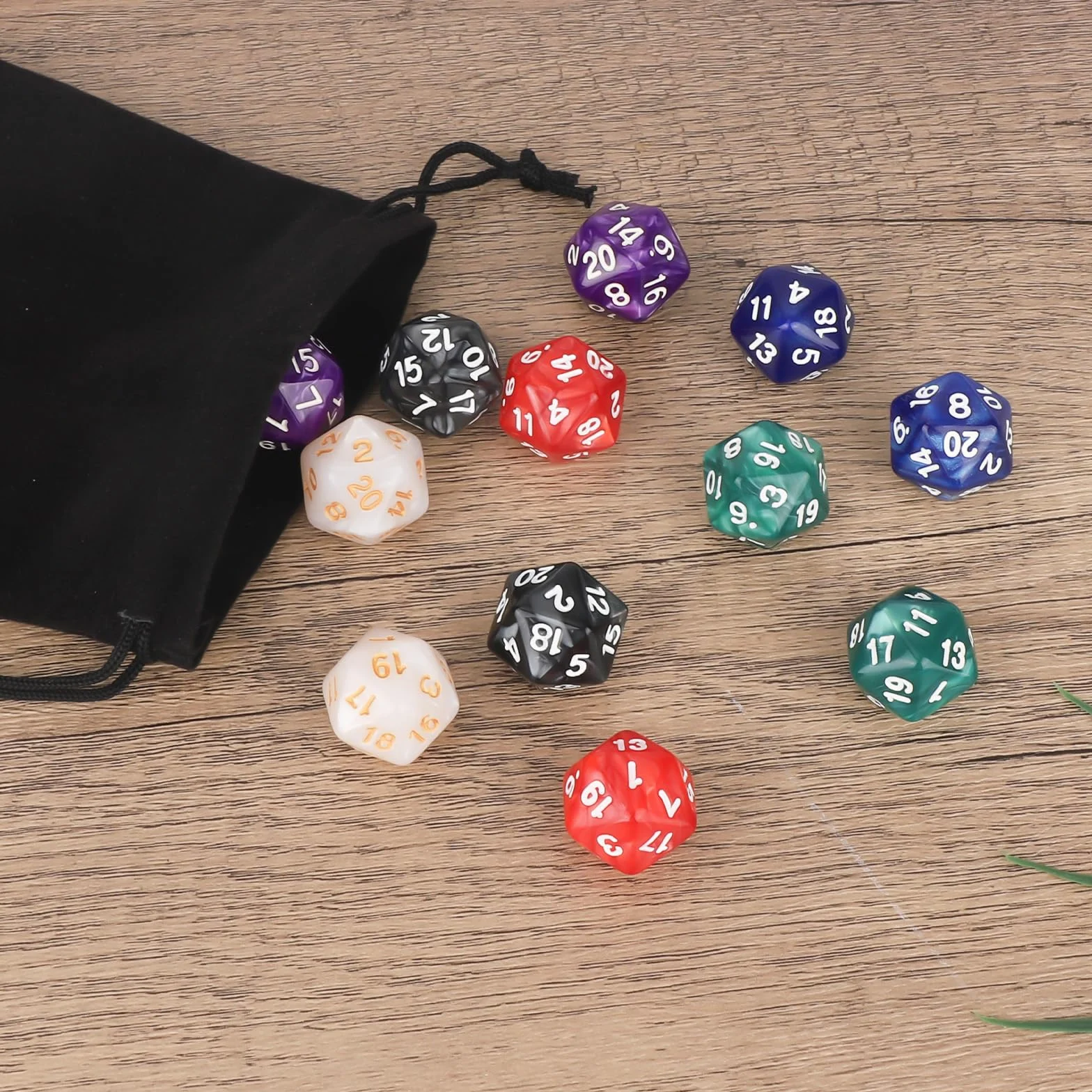 12 Pezzi Set di Dadi D20 Standard in 6 Colori, a 20 Facce Dadi Contatore per Giochi di Ruolo MTG DND Party Card Loaded Games con Custodia