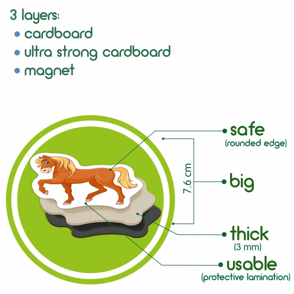 Magneti Fattoria Bambini 21 Grandi Animali Magnetici Gioco Educativo Montessori Set Creativo Prescolare