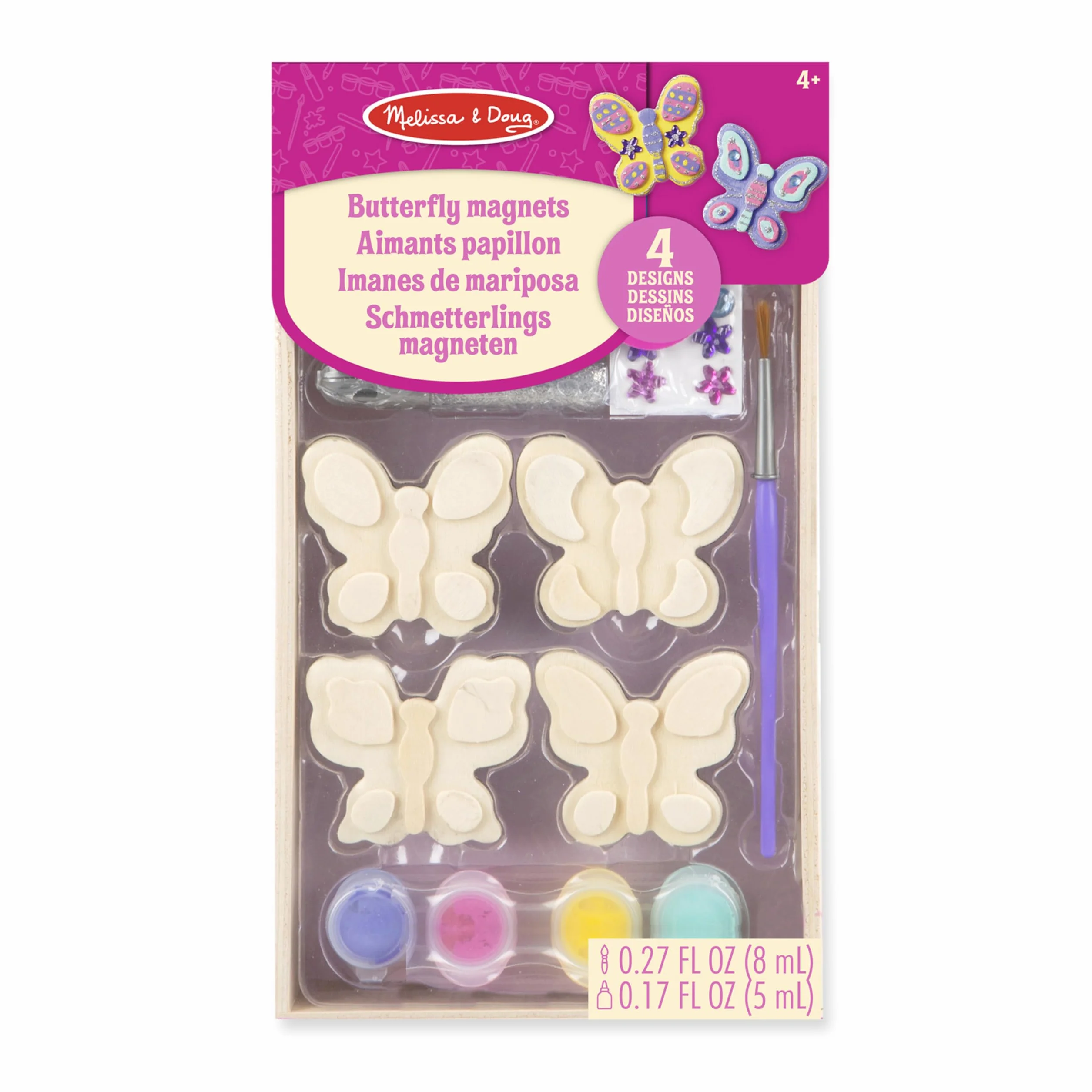 Melissa & Doug 19515 - Decora da Te: Magneti di Legno a Forma di Farfalla