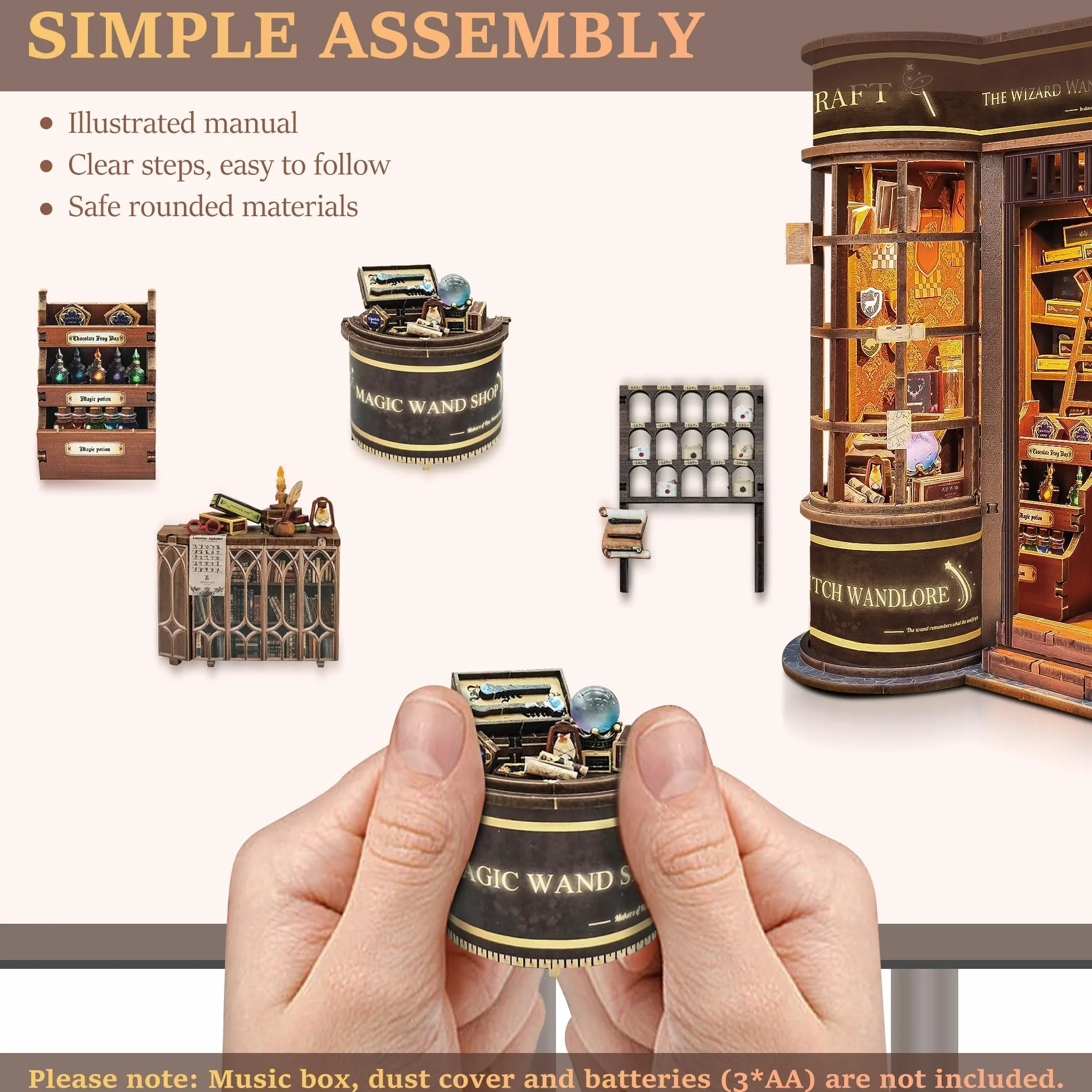 Kit Book Nook DIY per Adulti: LUMYCE Casa in Miniatura con Luci LED da Montare, Modellismo 3D Creativo per Decorare Librerie - Regalo Originale per Appassionati di Fai da Te
