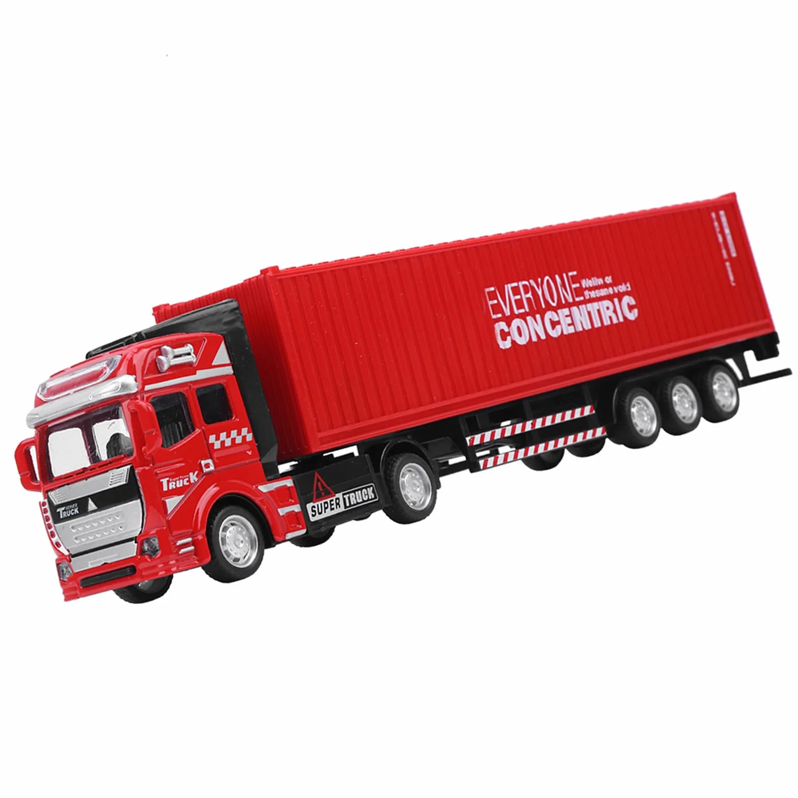 48 Modello Camion Portacontainer Lega Giocattolo con Trazione e Carrozzeria Rimovibile Rosso