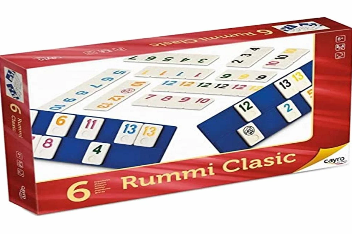 Cayro - Rummi - + 8 Anni - Modello Classico - Divertenti Giochi da Tavolo per Bambini e Adulti - 159 Pezzi, 1 Borsa in Tessuto e 6 Supporti - da 2 a 6 Giocatori