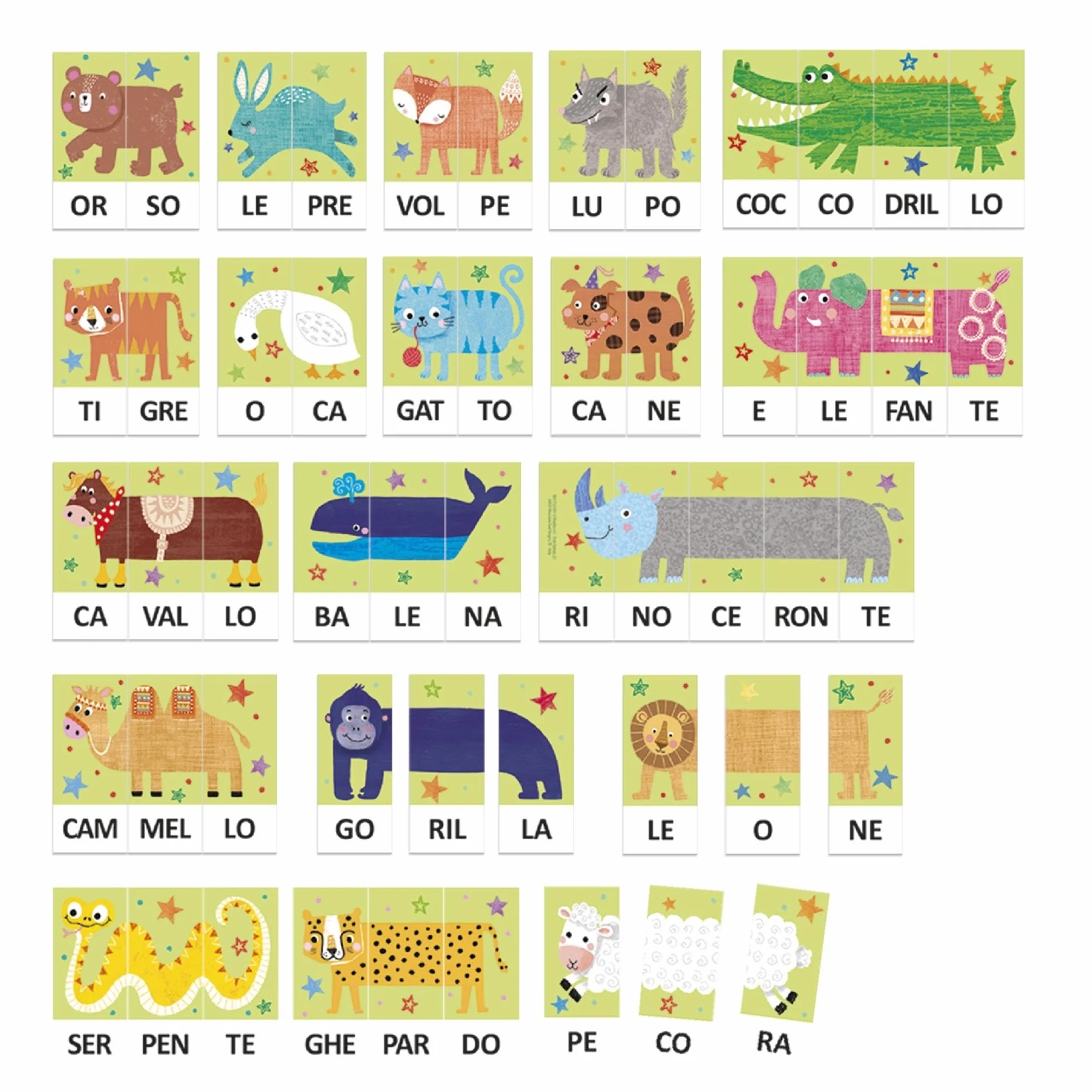 HEADU Fantasillabe Gioco Educativo 3-6 Anni Imparare a Leggere Giochi Lettura Bambini Made in Italy