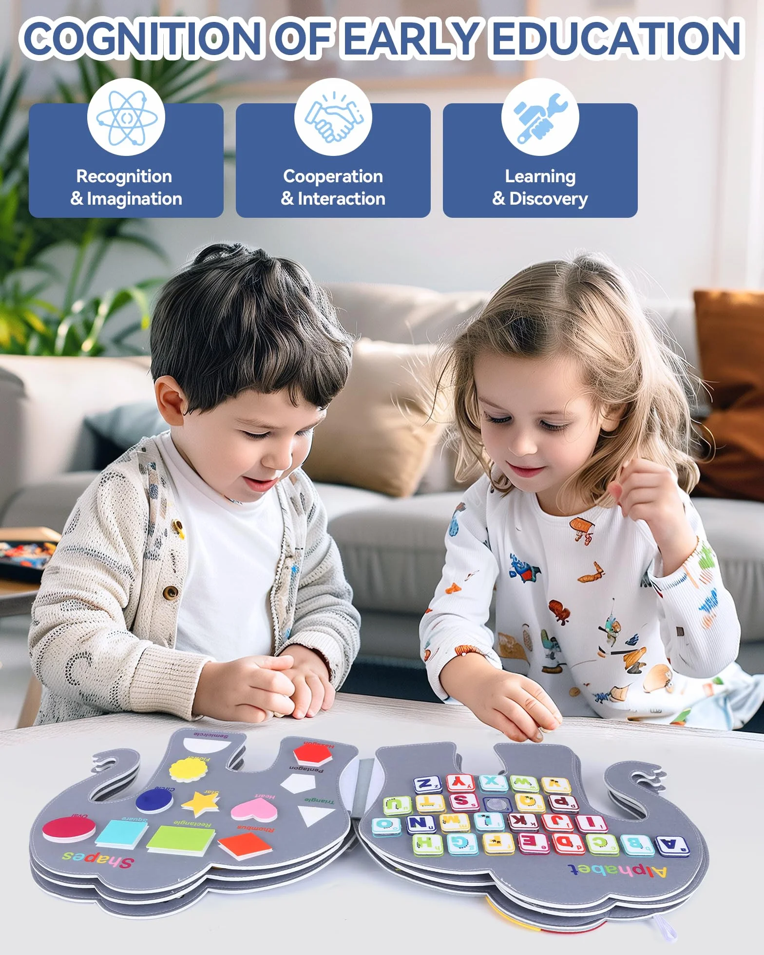 Heypappy Busy Board 12 in 1 Montessori Feltro Libro Sensoriale Educativo Giocattolo Abilità Motorie con Zaino Regalo