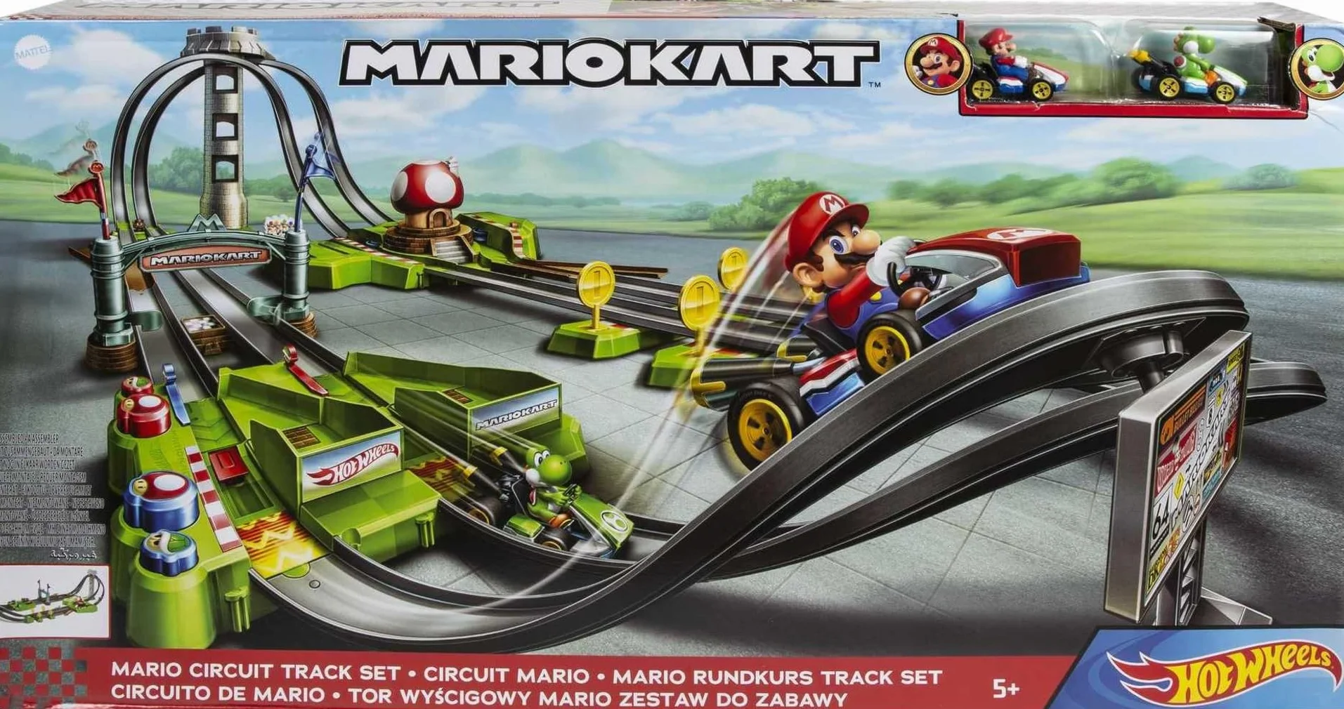 Hot Wheels - Playset Pista Circuito Mario Kart, Imballaggio Sostenibile, Giocattolo per Bambini 5+Anni, HFY15