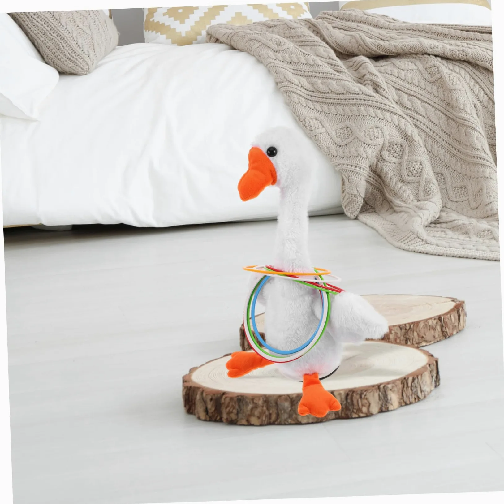 Gioco di Lancio Anelli Interattivo per Bambini Anatra Elettronica, Leggero in Peluche, per Asili Nido e Bancarelle Notturne, Set Completo per Divertimento Educativo