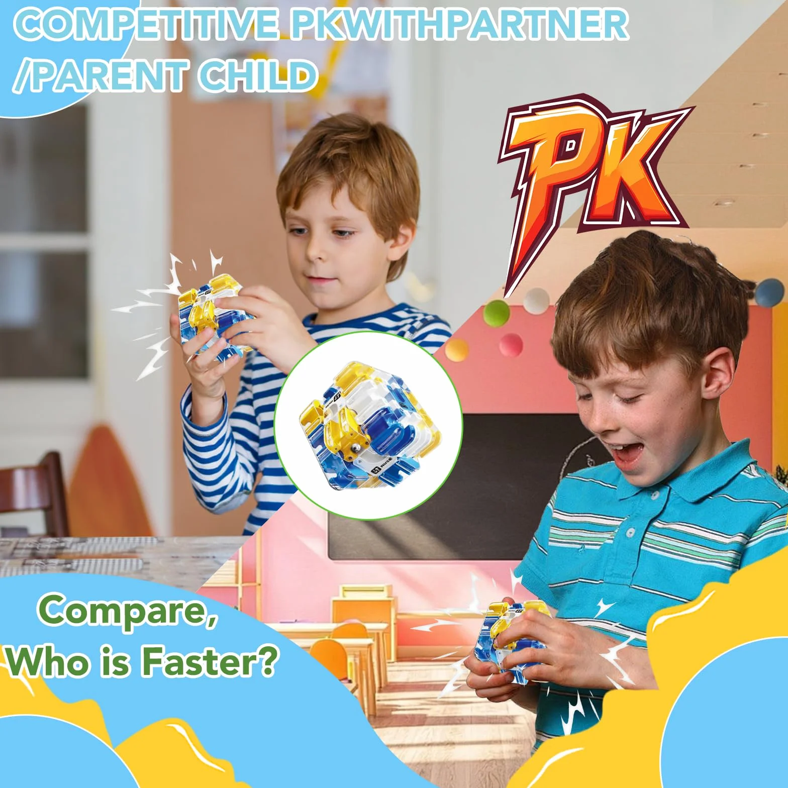 Grande Cubo Labirinto 3D,Labyrinth 3d Puzzle Maze Cube,Giocattolo Labirinto di Biglie 3D,Giocattolo Per Allenare La Consapevolezza Spaziale,Brain Training Logic Game (blu)