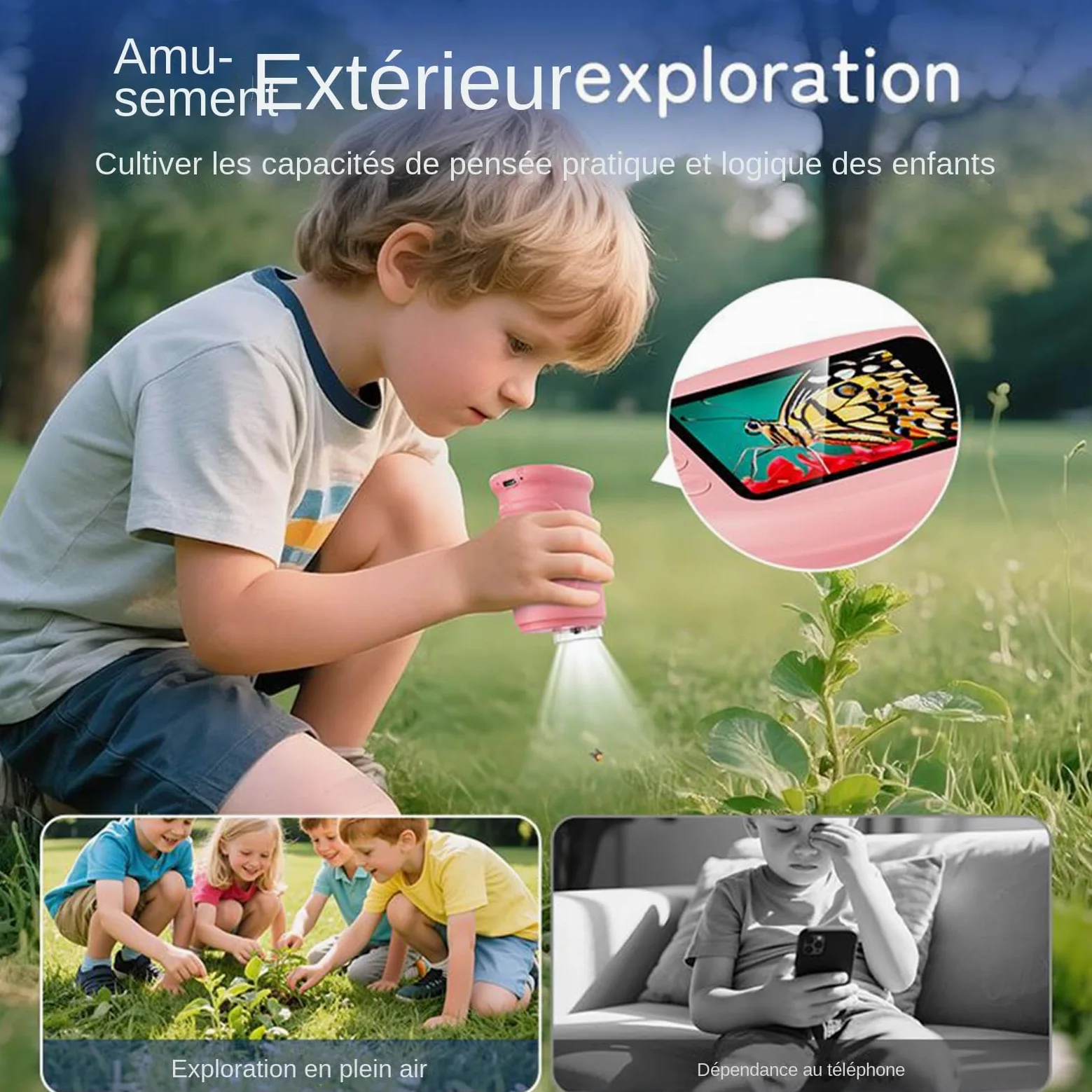 Microscopio per Bambini Giocattoli Scientifici Educativi Ricaricabili 1000X | Microscopio Digitale Portatile Con Schermo Da 5 Cm Per Bambini Ragazze Ragazzi Casa Scuola Laboratorio Natura