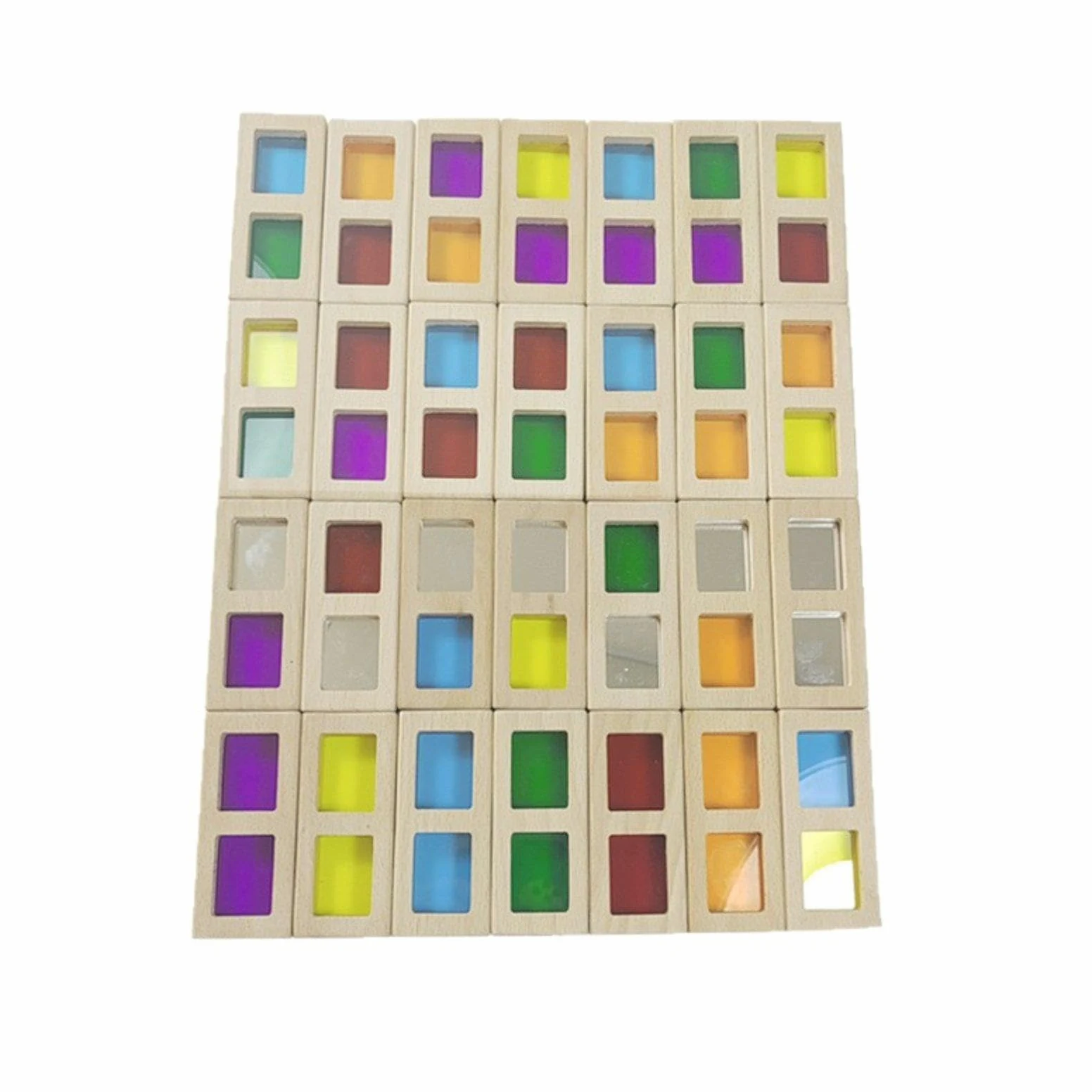 Blocchi di Legno per Costruzioni, Blocchi Arcobaleno, Impara I Colori, Rettangoli, Giocattoli Educativi, Giocattolo Impilabile per Bambine