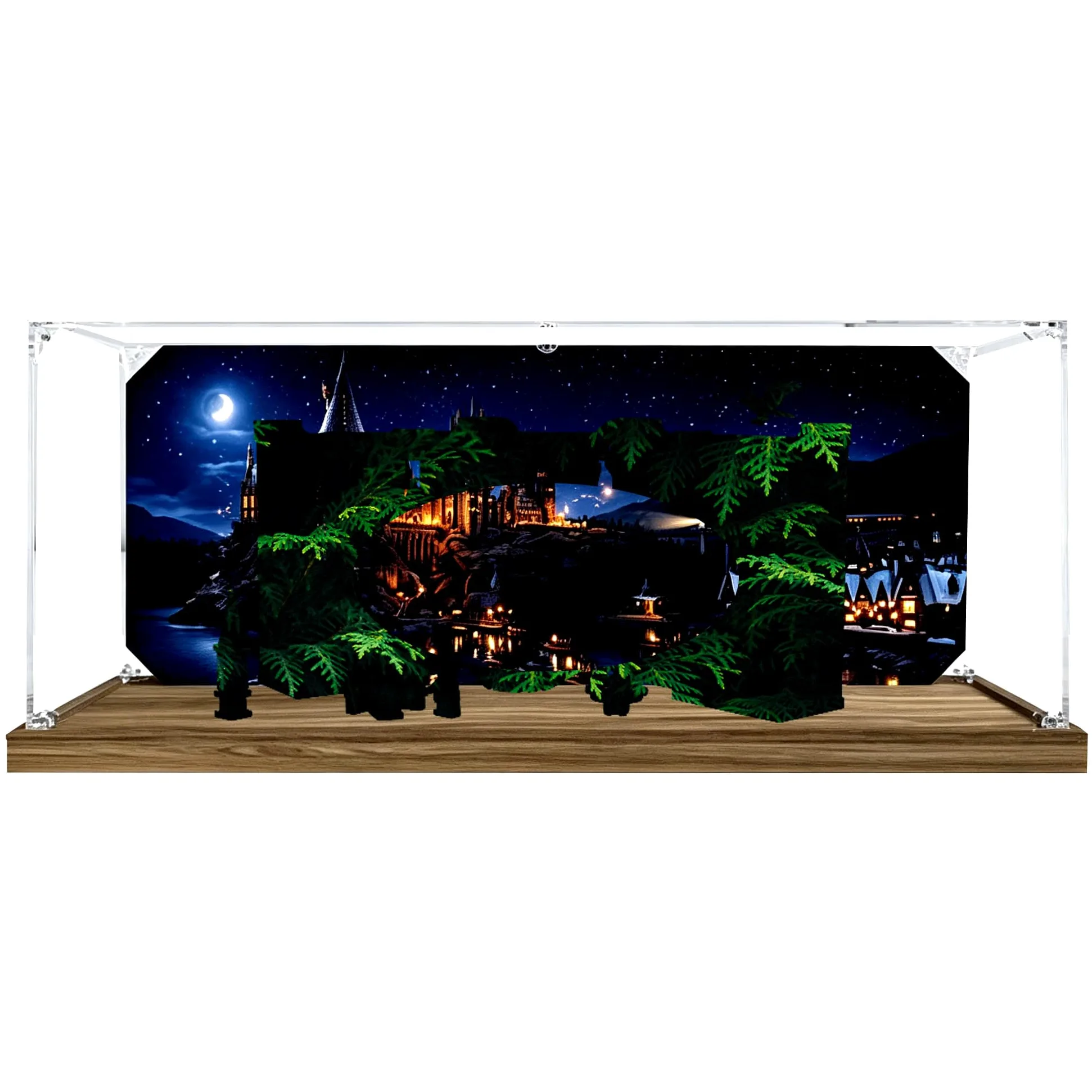 Espositore in acrilico, per set Le-go 76478 Book Nook (sfondo 2) | Scatola da vetrina antipolvere, per riporre la casa, compatibile con Book Nook 76478 (solo scatola)