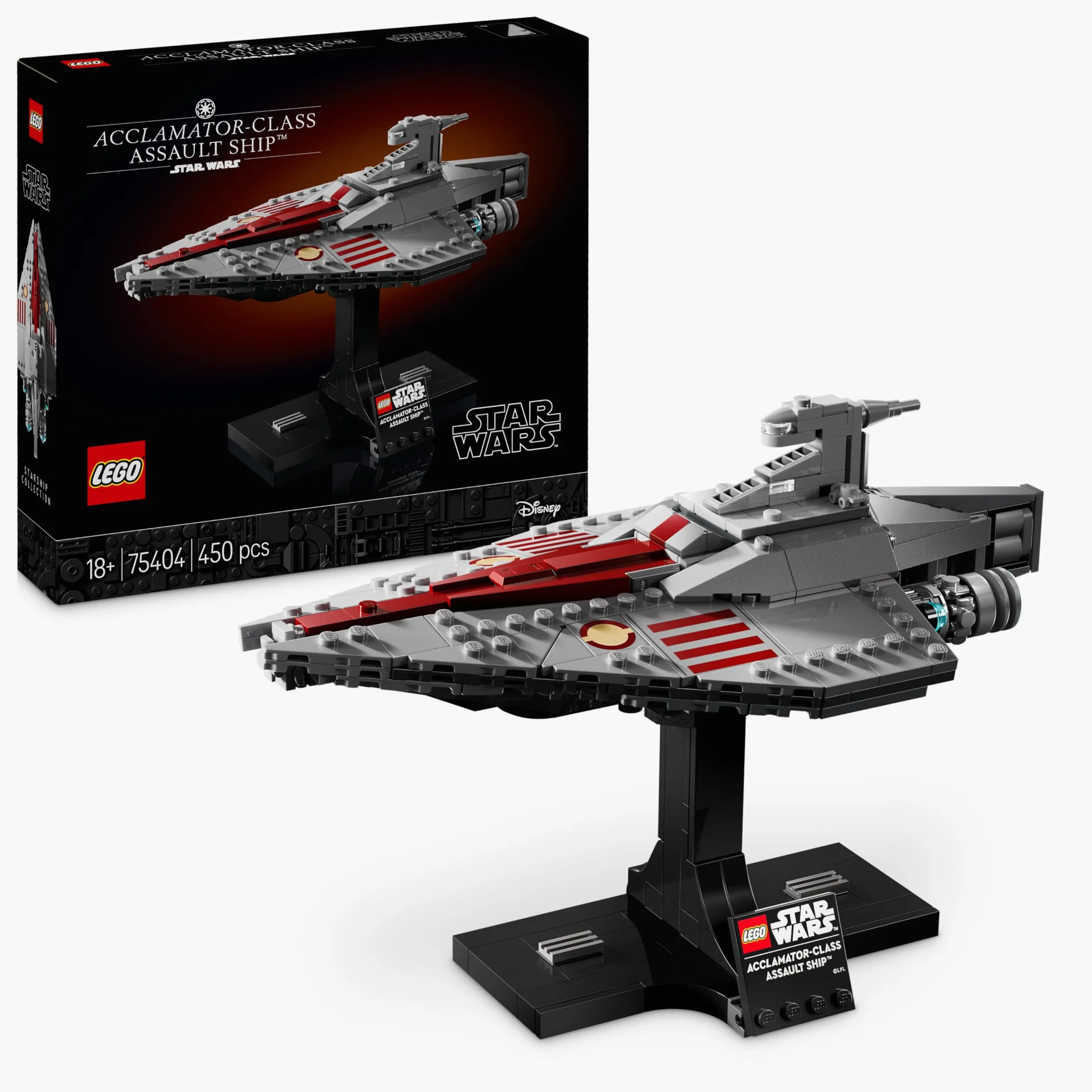 LEGO Star Wars 75404 Nave d'Assalto Classe Acclamator, Modellino da Costruire di Astronave da Collezione con Supporto, Idea Regalo di Compleanno per Adulti, Uomo, Donna e Fan dell'Attacco dei Cloni