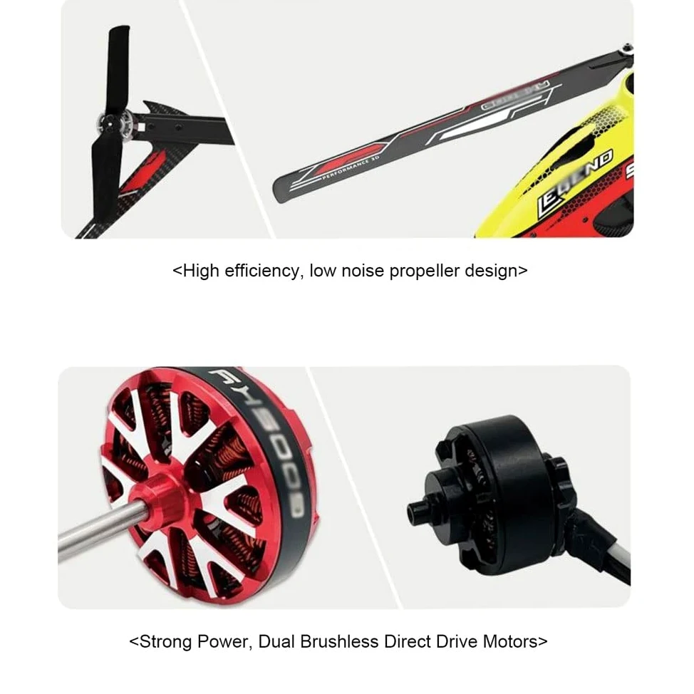 GuyAna Elicottero RC per Adulti Doppi Motori brushless Direct-Drive 6CH Elicotteri RC Regolatore di Volo Regolabile, Motore Digitale con Denti Interamente in Metallo Aereo telecomandato 3