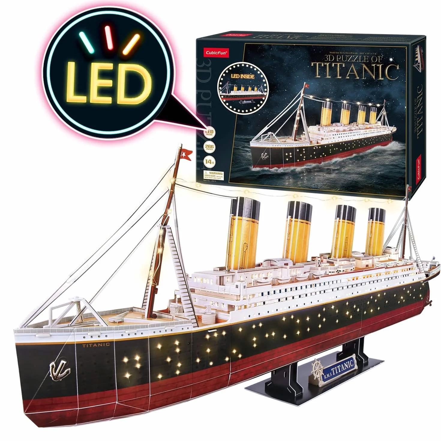 Puzzle 3d - Titanic Modellino Led | Modellismo Da Costruire Adulti E Bambini | Puzzle 3d Bambini E Adulti | Titanic Modellismo Navale | Modellini Da Costruire 328 Pezzi