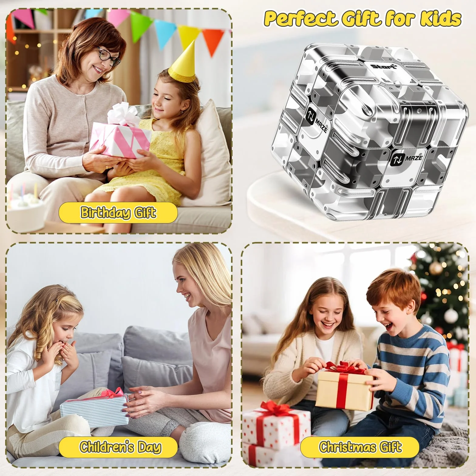 Labirinto Cubo 3D con Sfera – Rompicapo Puzzle 3D Portatile per Pensiero Logico, Stress Relief e Apprendimento Sensoriale. Giocattolo Educativo per Figli da 3+ Anni e Adulti, Grigio, 7×7×7cm
