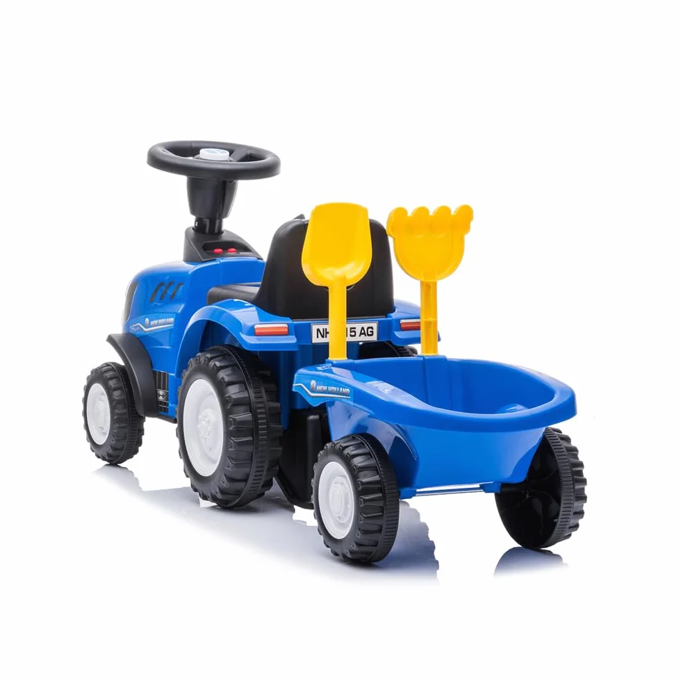 Trattore con Rimorchio Ride-on per Bambini 1-3 Anni Blu con Suoni Luci e Accessori