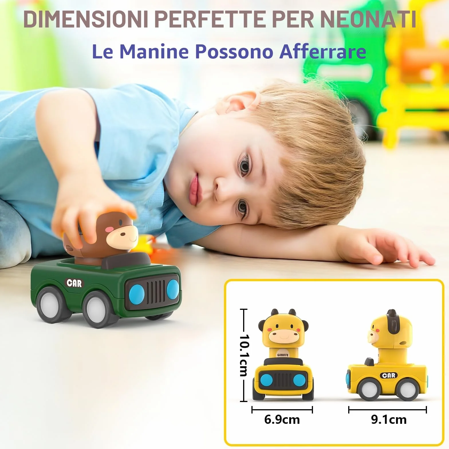 MOONTOY Giochi Macchinine per Bambini 1 Anni,4pcs Set di Veicoli da Gioco per Bambini,Giochi Macchinine Press and Go per 9 10 12+ Mesi,Pasqua Regali Educativi Precoci 1 2 3 Anno