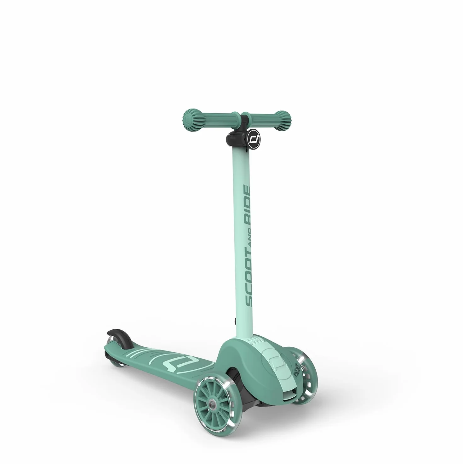 Scoot & Ride Highwaykick 3S Monopattino per bambini regolabile in altezza pieghevole sterzo a LED 96-130 cm