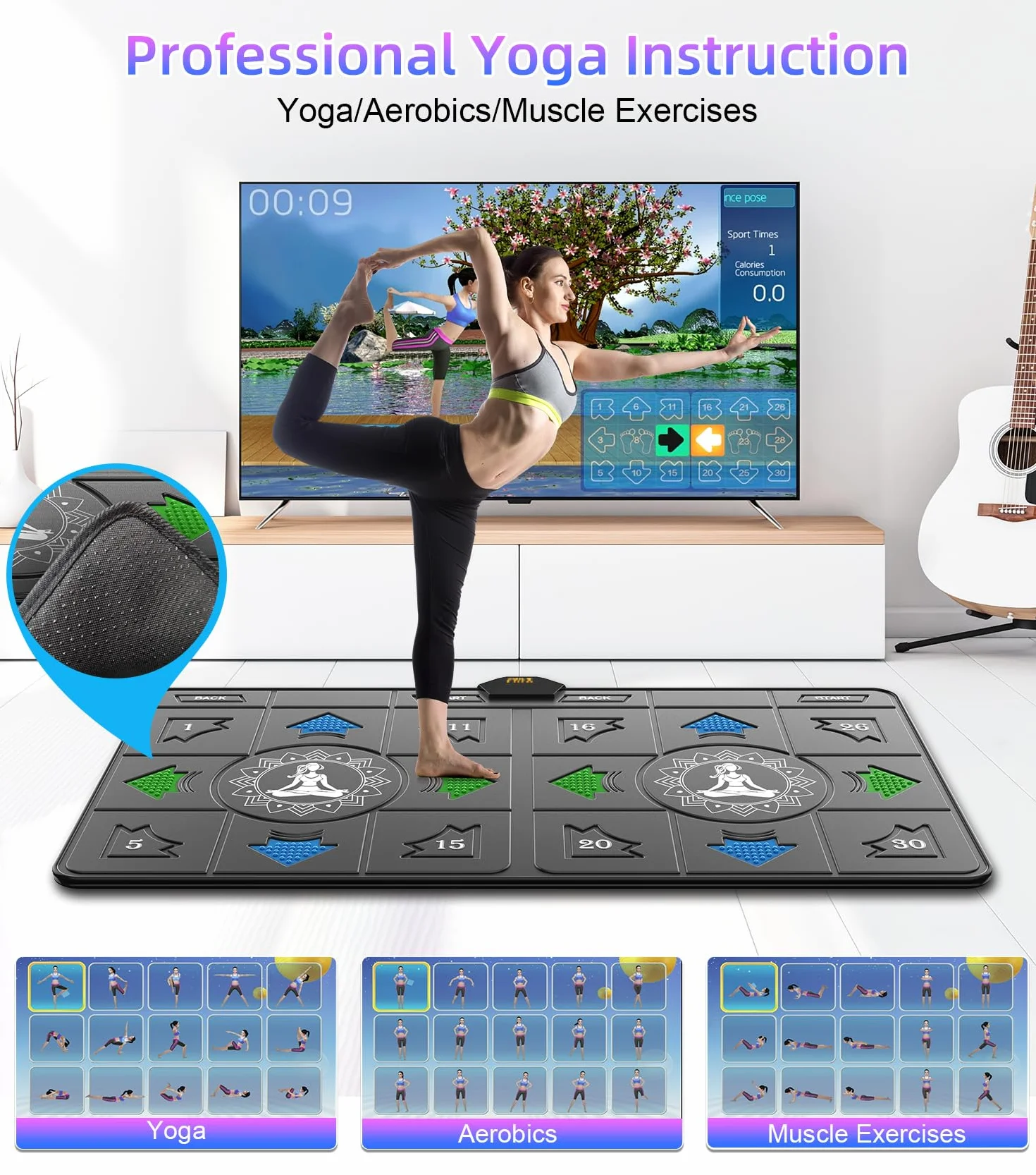 FWFX Tappetino da ballo elettronico per bambini e adulti, gioco musicale per 2 giocatori