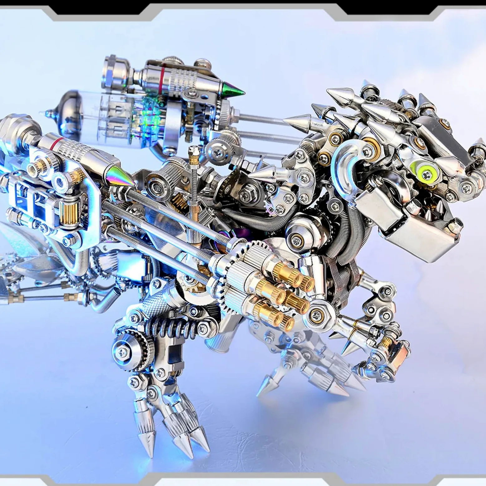 Kit di puzzle 3D in metallo dinosauro - Modello Steampunk T-Rex con ali e opzioni Gat-ling - Set di montaggio fai da te in acciaio inossidabile - Perfetto per adulti, appassionati di artigianato e