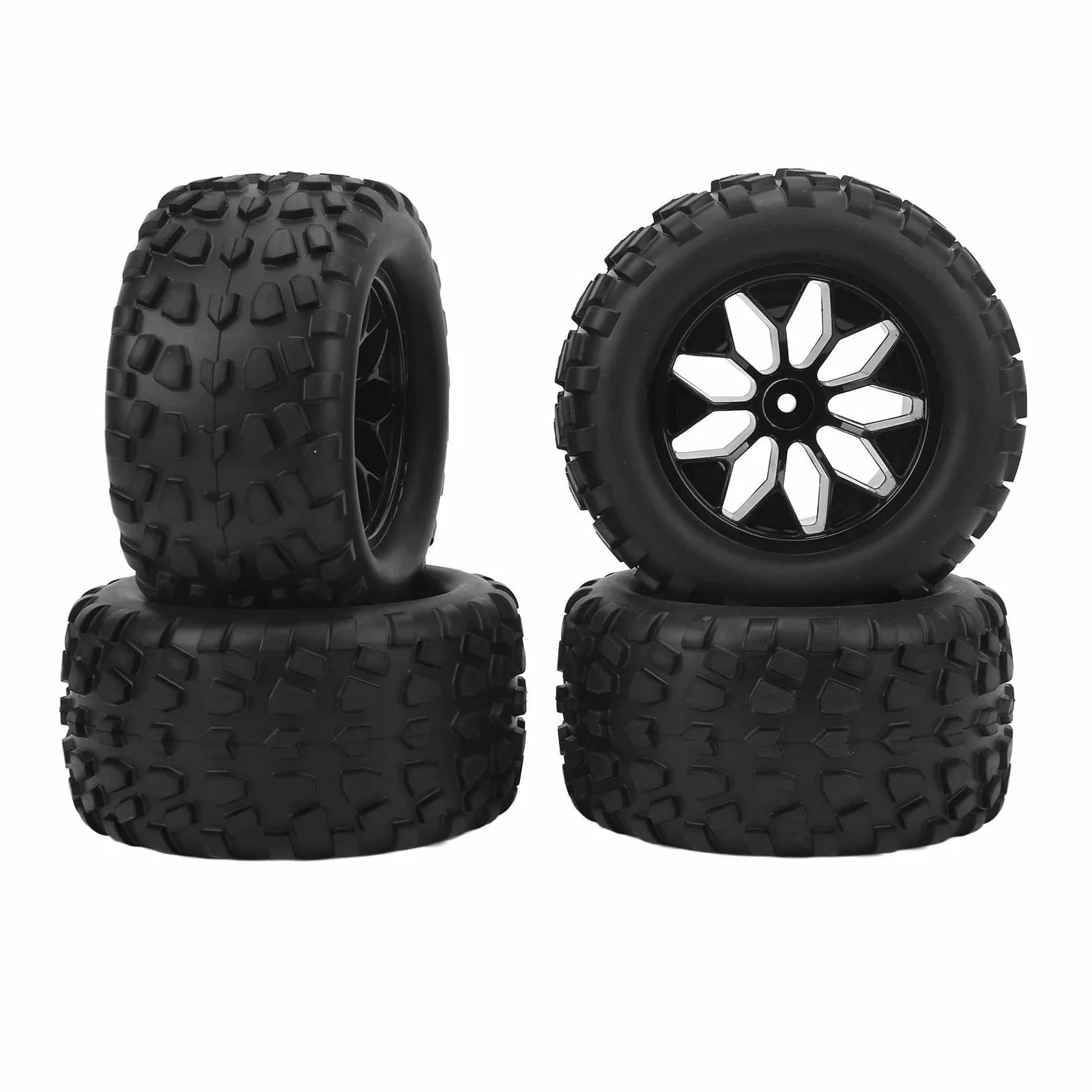 Pneumatici Per Camion RC, Ruote E Pneumatici RC, Ruote Per Auto Per Camion, 4 Pezzi Pneumatici E Ruote RC Pneumatici Per Auto RC Pneumatici in Gomma di Ricambio Preincollati Per Camion RC 1/10
