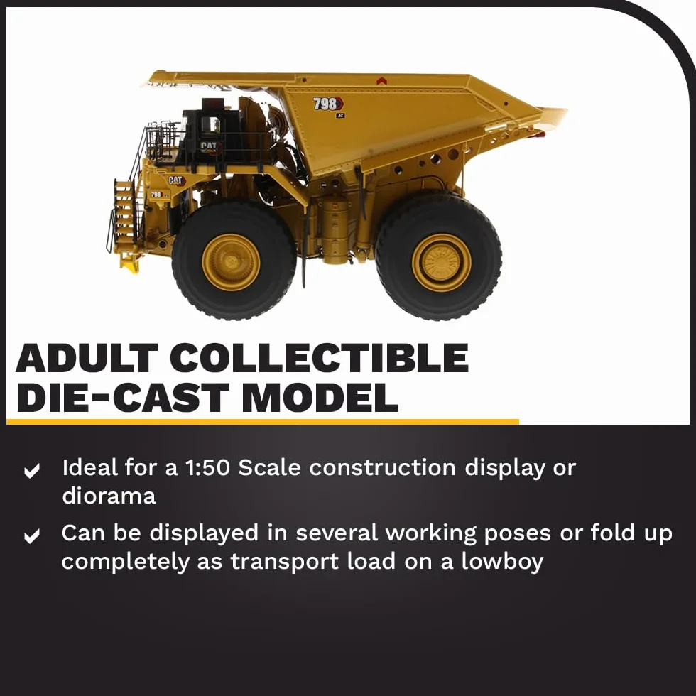 Diecast Masters Caterpillar Cat 798AC Camion minerario Scala 1:50 20,8 x 14,8 x 31,0 cm Giallo