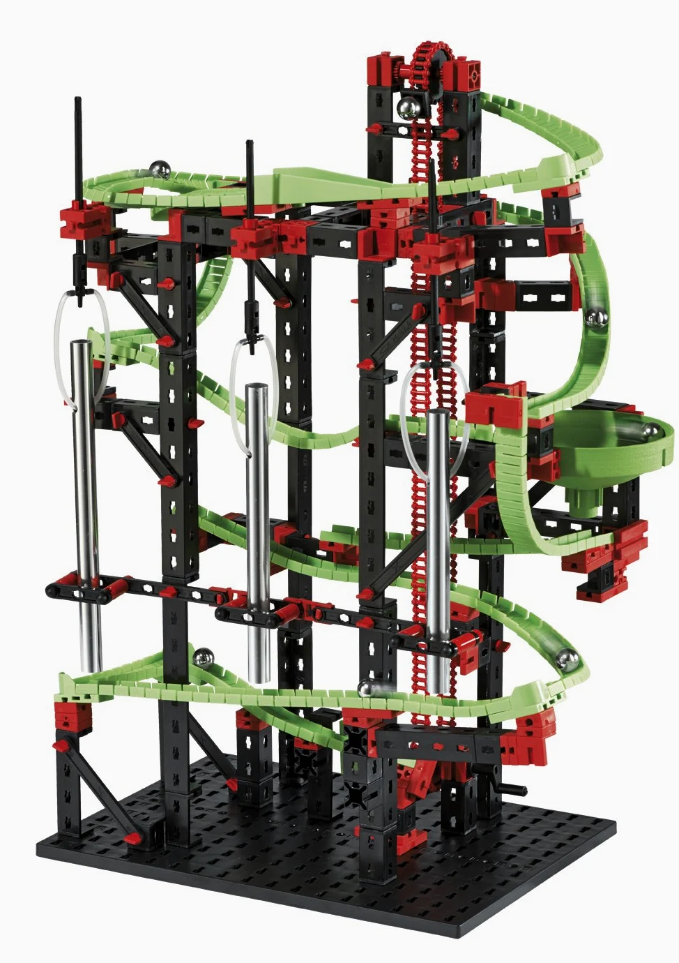 fischertechnik Dynamic M, pista per biglie sonora 7+ anni, 4 modelli | Pista per biglie versatile per bambini 533872, gioco di costruzioni con tubi sonori e binari flessibili
