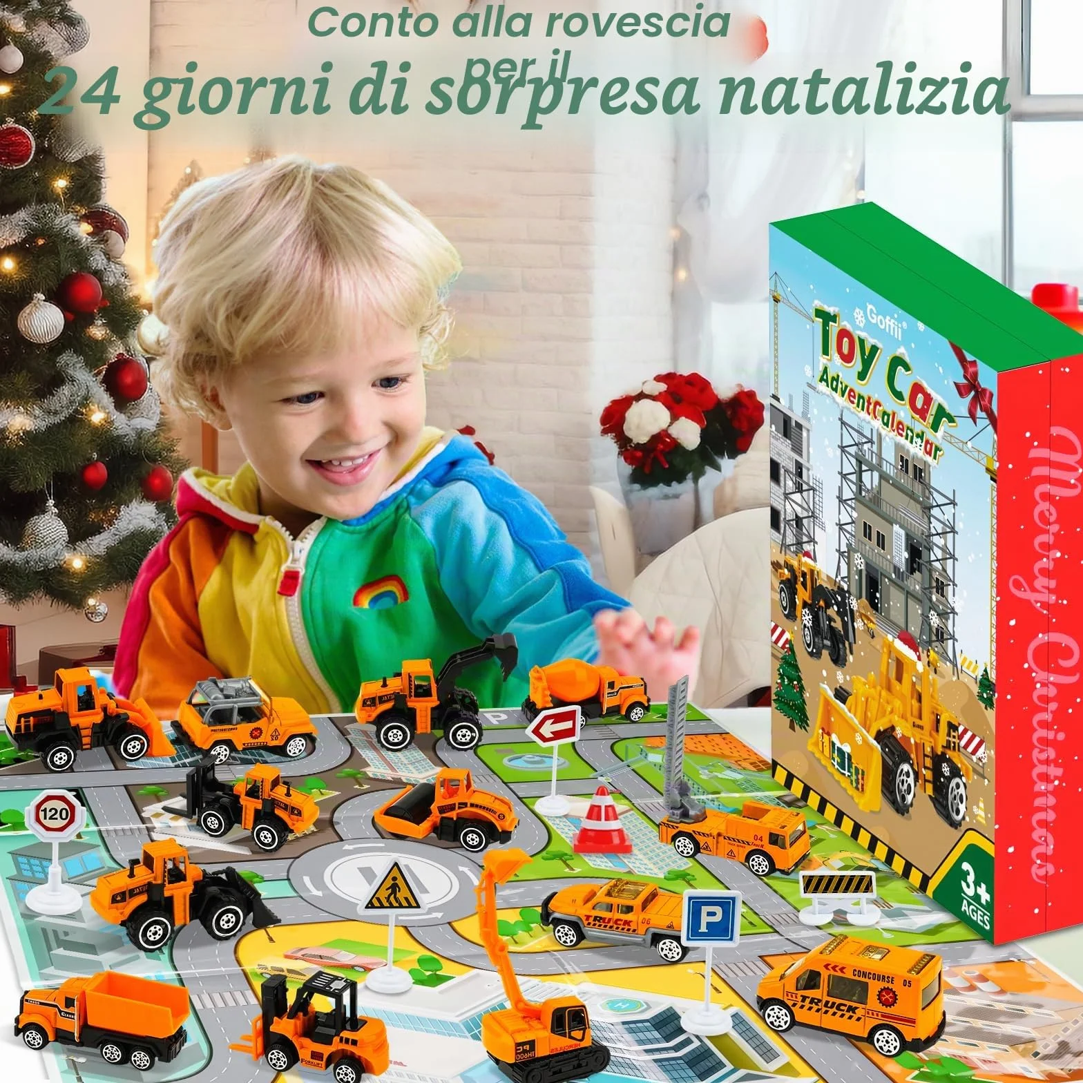 Goffii Calendario Avvento Macchinine 2023, Regalo Bambino 2 3 4 5 6 Anni Macchinine per Bambini 3-6 Anni Giocattoli Bambino 3-6 Anni Calendario Dell'avvento 2023 Cars Macchinine Regalo Bambina 3-6