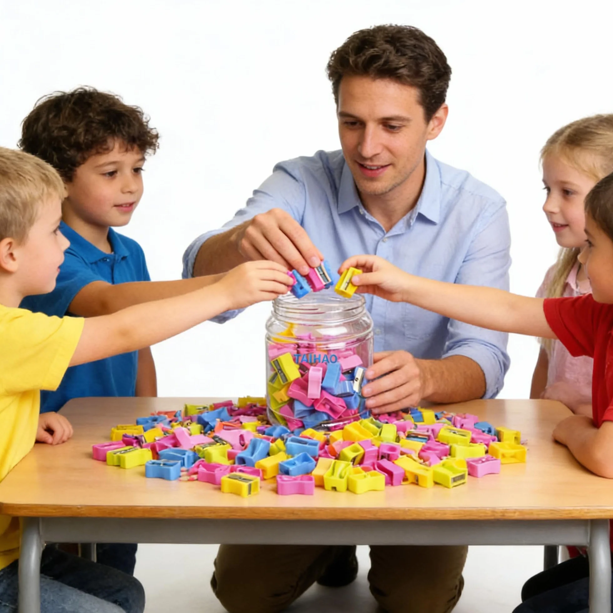 48 pezzi Temperamatite, Temperamatite palmare in plastica con foro singolo per uso ufficio scolastico, 4 colori