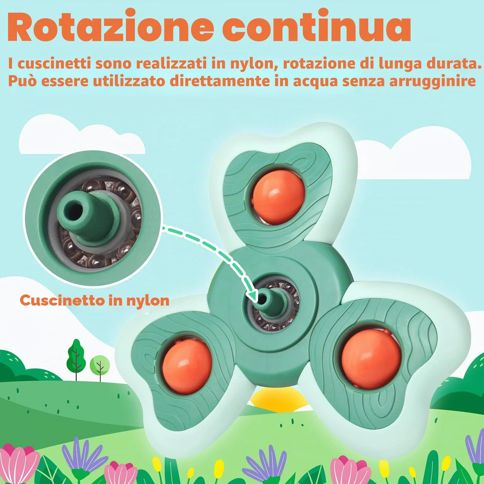 Vanmor Giocattolo rotante con ventosa per bambini, giocattoli per bambini, con ventosa per seggiolone, vassoio da bagno o da viaggio in aereo, regalo per i più piccoli (4 pezzi)