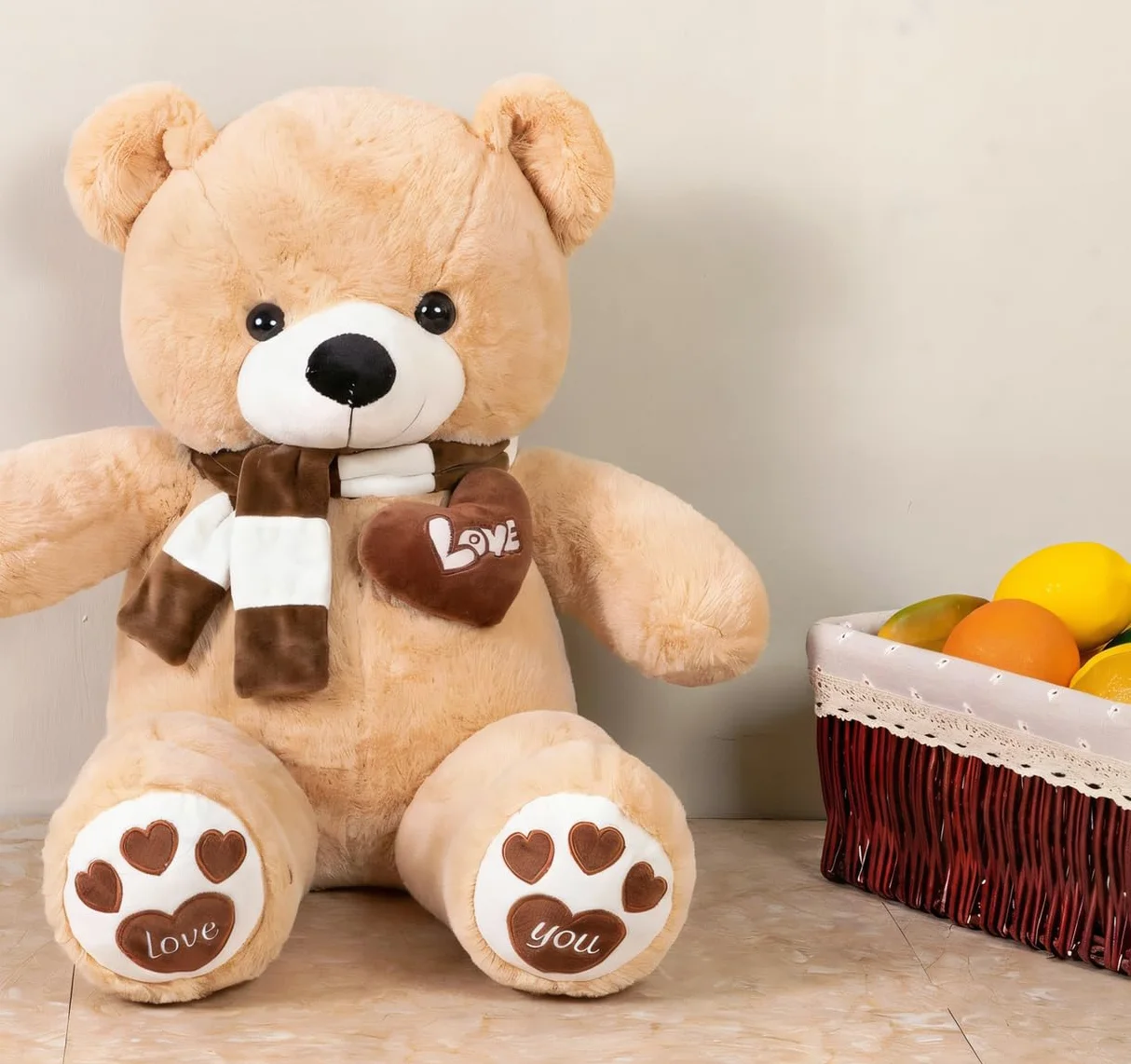 YunNasi Orso di Peluche Gigante Orsacchiotto Gigante | Morbido Peluche Giganti Bianco XL Marrone Chiaro