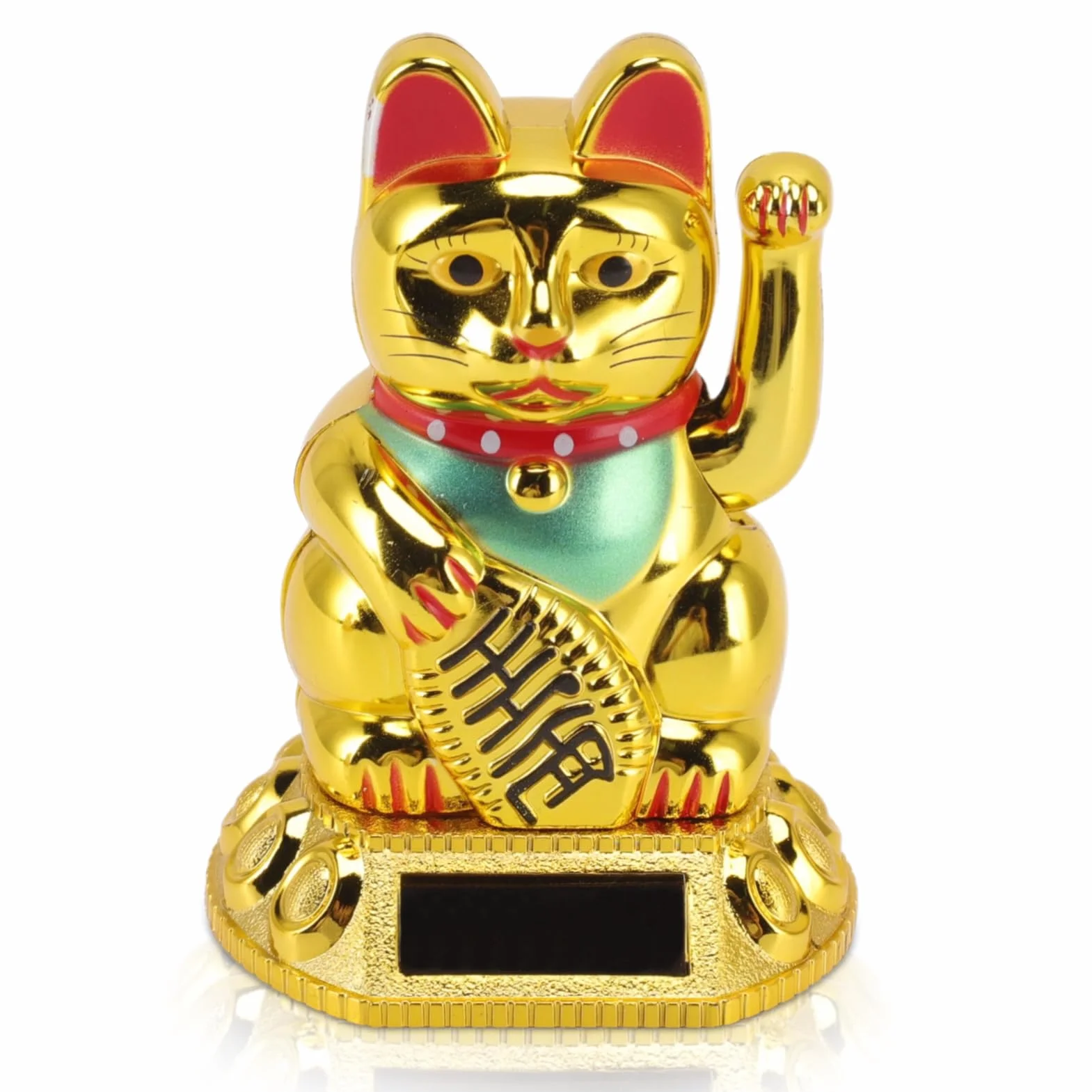 Braccio Oscillante Lucky Cat, Lucky Fortune Cat Gatto Fortunato Giapponese a Energia Solare con Braccio Oscillante Fengshui Lucky Cat Braccio Oscillante Per Auto, Desktop, Aperture Aziendali(Oro)