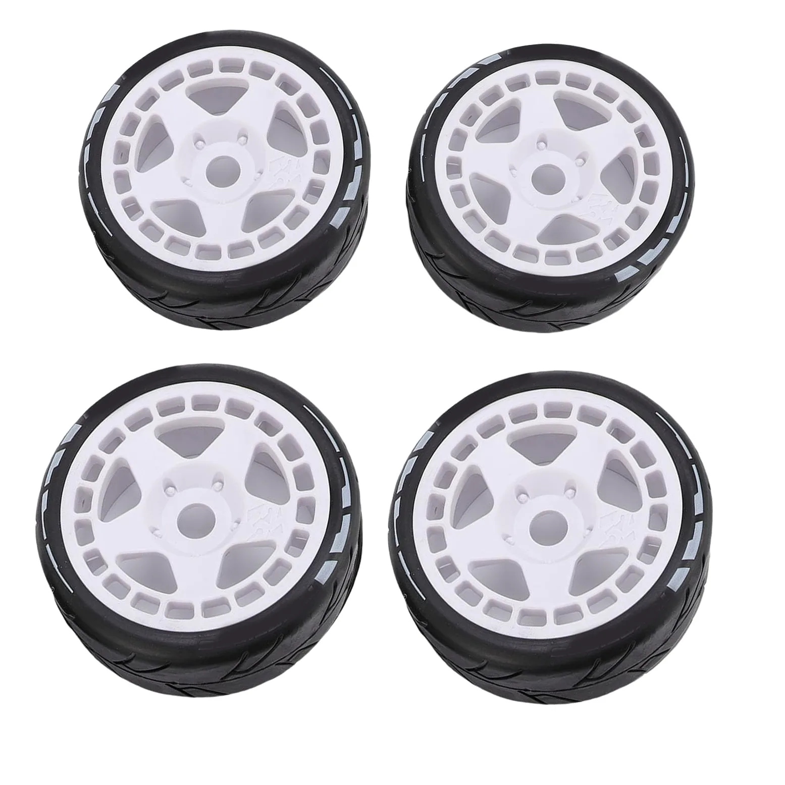 Pneumatici da Rally RC 4pcs, Plastica Robusta da 17 Mm 1/8 Pneumatici per Ruote per Auto RC con Uso Versatile, Durata Notevole, Installazione Rapida e Facile, Prestazioni Ottimali con (WHITE)
