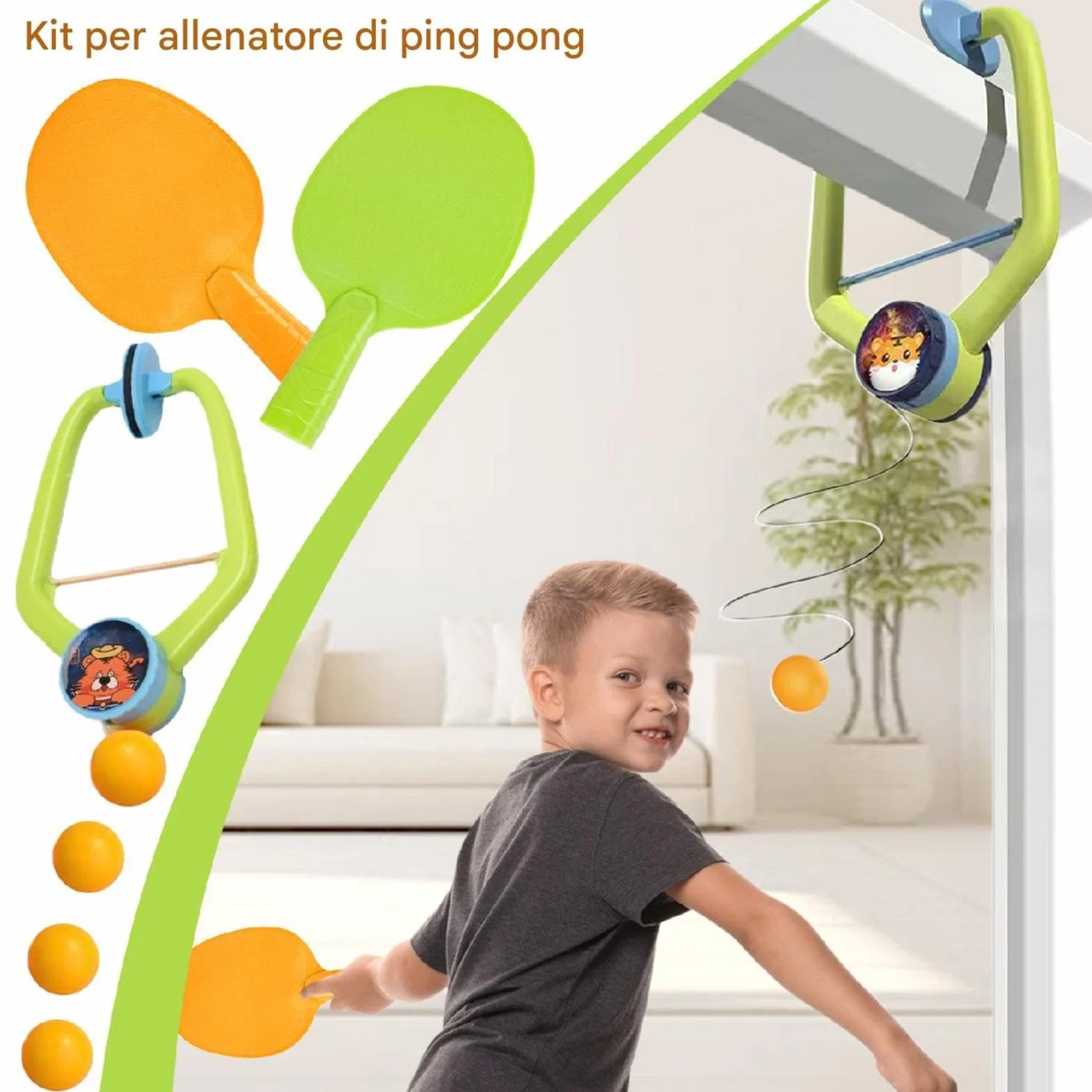 Indoor Table Tennis Trainer Portable Adjustable Doorway Design for Kids Boys Girls