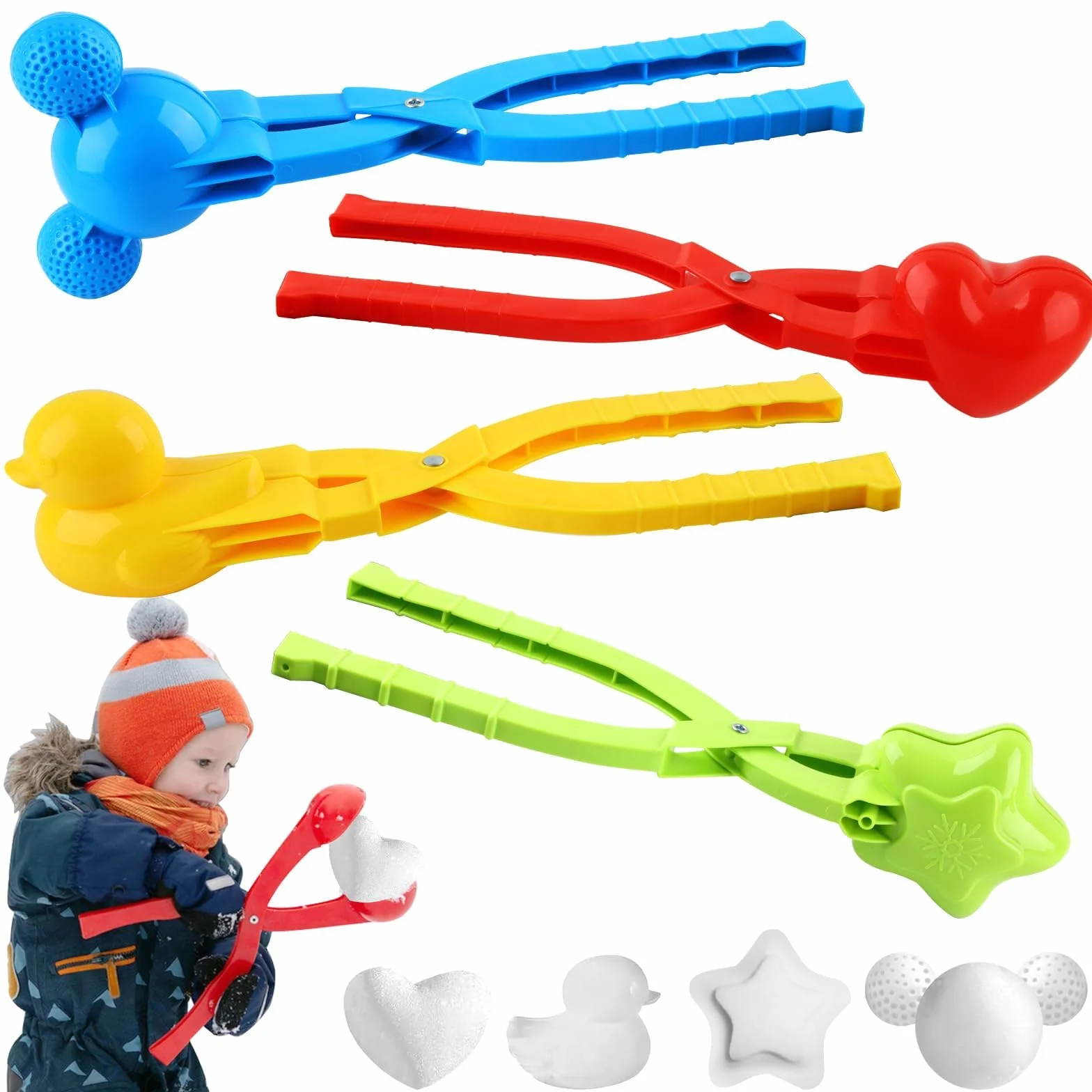 Clip di Palla di Neve Grande 4 Pezzi, ZoneYan Stampi per Palla di Neve, Pinza per Palla di Neve, Stampo per Creatore di Palle di Neve, Snowball Maker