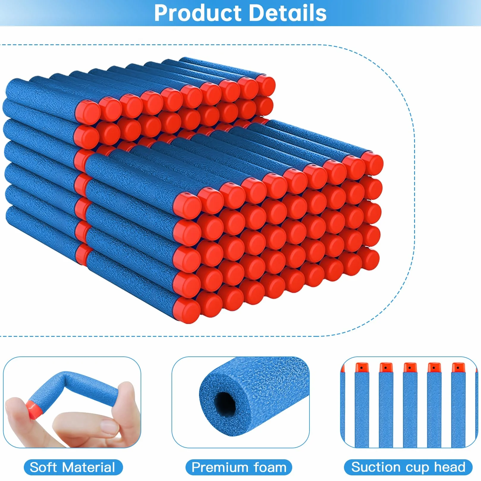 Dardi per Nerf Set di Ricarica Schiuma 120 Pz N-Strike Elite Series Esterni Bomboniere Feste 7,2 x 1,3 cm