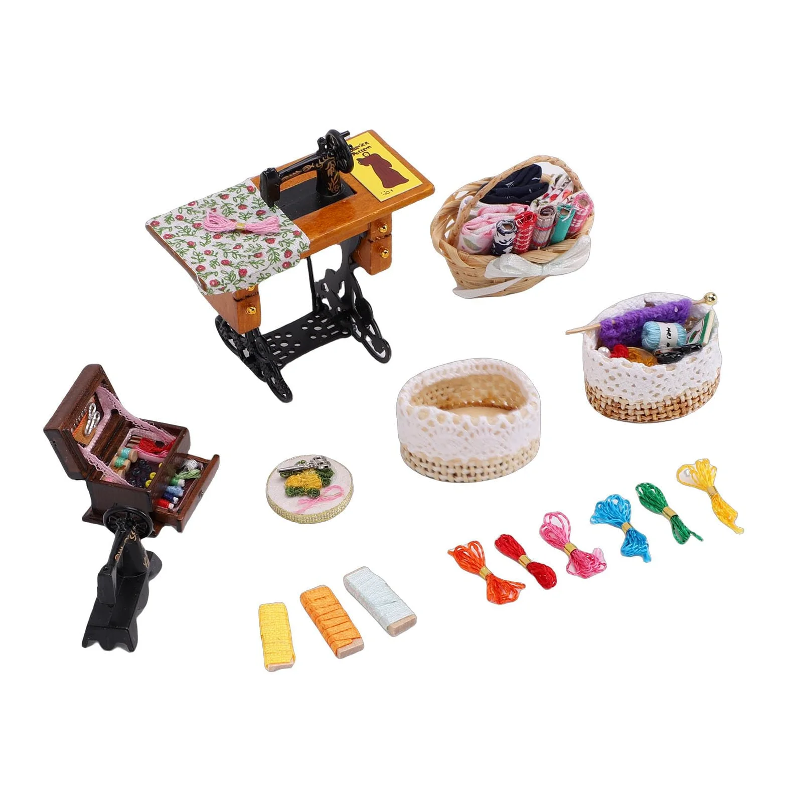 1:12 Miniatura Realistica Macchina Da Cucire Modello per Casa Delle Bambole Vintage Scene Accessori