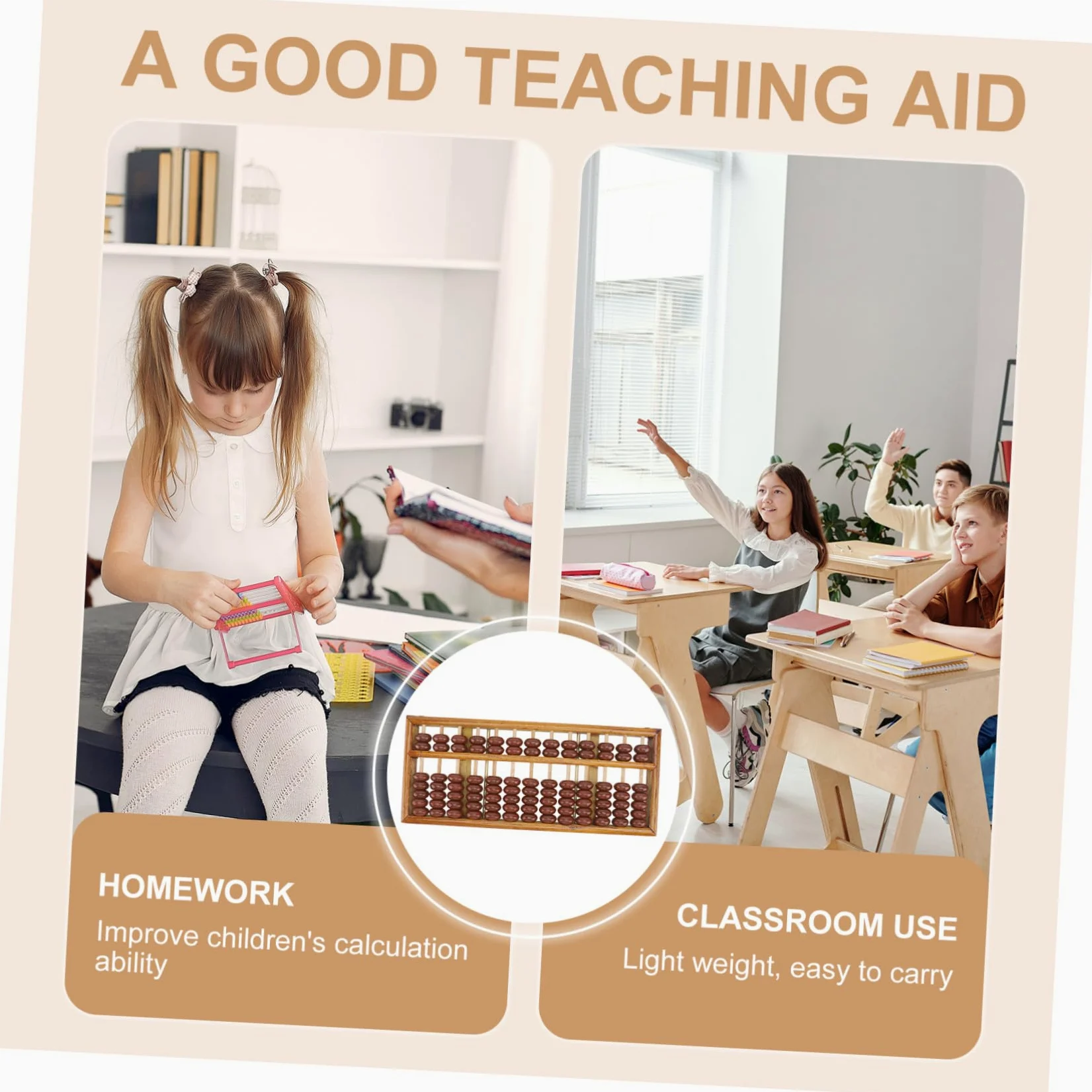 SUPVOX Abaco Aritmetico 13 Aste in Legno per Bambini Studenti | 7 Perline per Riga, Colore Coffee, Finitura Lucida Angoli Arrotondati, Allenamento Numerico
