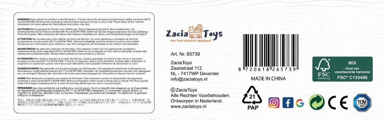 Zacia Toys Tavolo Attività in Legno Giocattoli