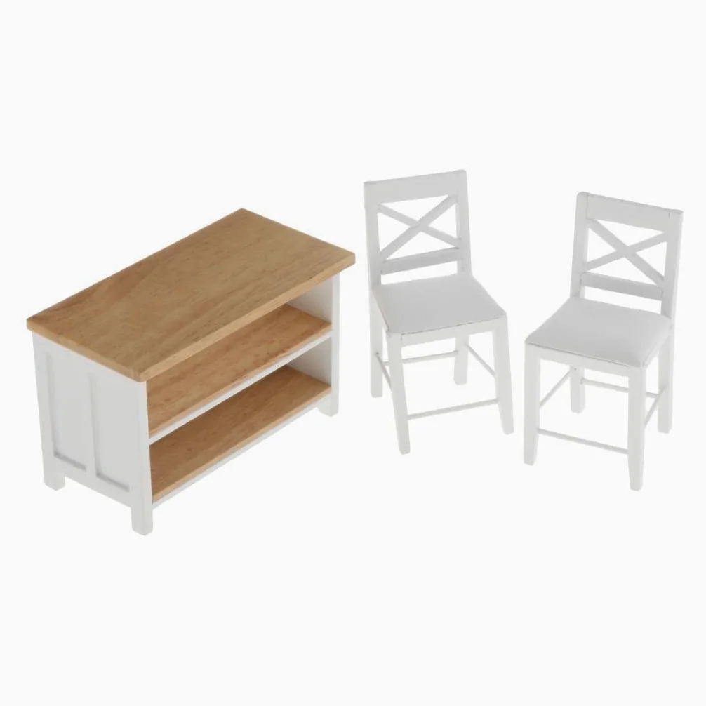 Casa delle Bambole Mini Hobby Set Mobili in Legno Miniaturizzato Accessori Realistici Sedia E Tavolo 1 12 Design Raffinato Fai da Te Adatta per, 3Pcs Cabinet Sedie