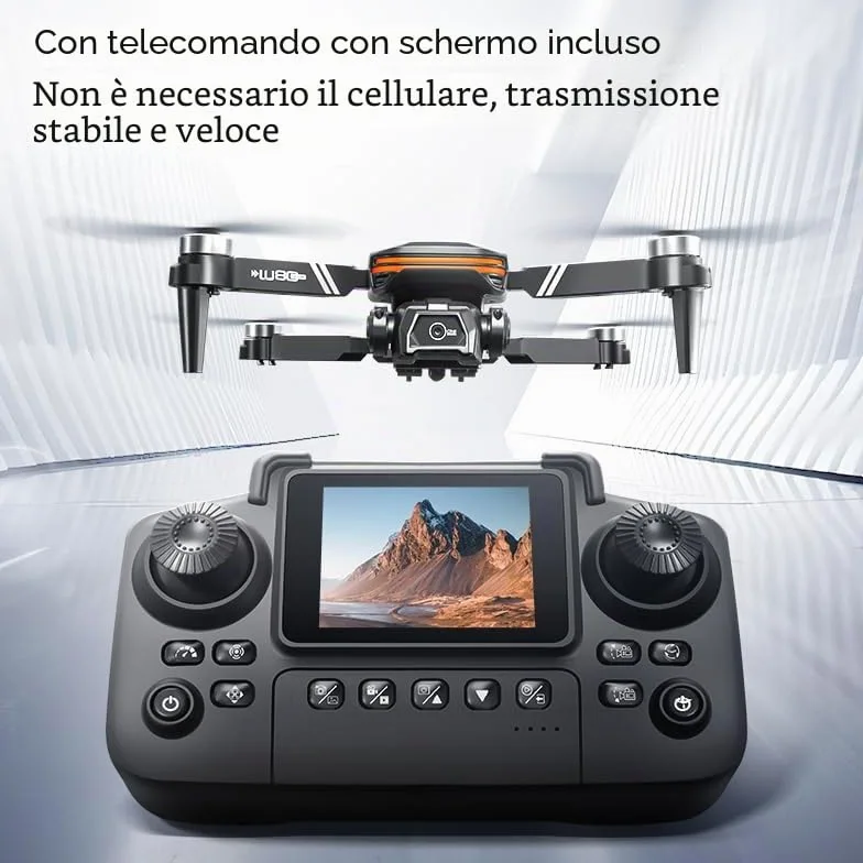 LU80 Drone con Telecomando a Schermo Integrato - Doppia Telecamera, Motore Brushless, Evitamento Ostacoli Intelligente, Stabilizzazione a Flusso Ottico (blue)