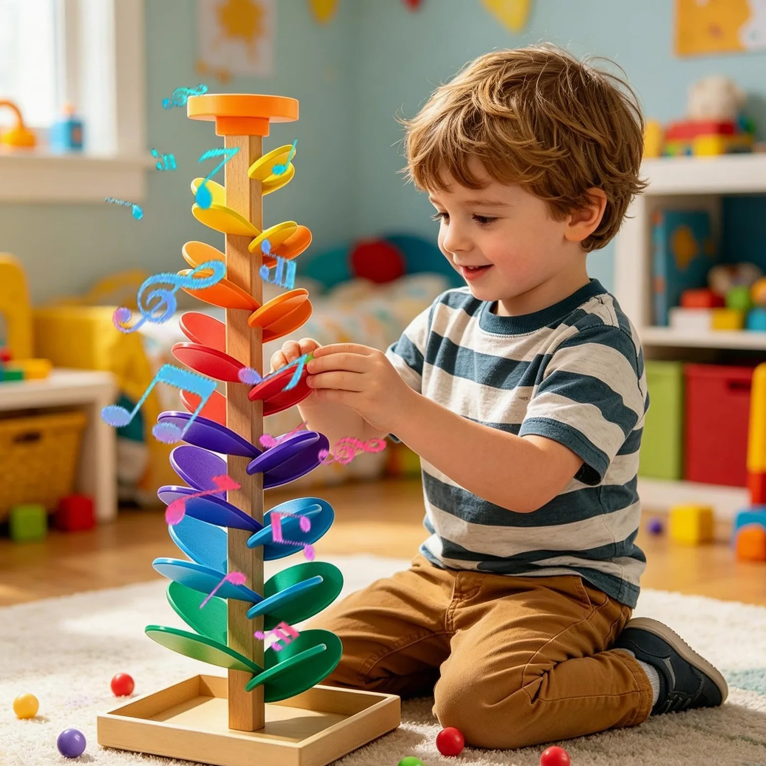 Pista Per Biglie Giochi Musicali Con Biglie A Caduta E Smistamento | Di Smistamento Colori Per Bambini Con Albero Della Musica Per Bambini E Bambine, Casa, Asilo, Feste Di Compleanno