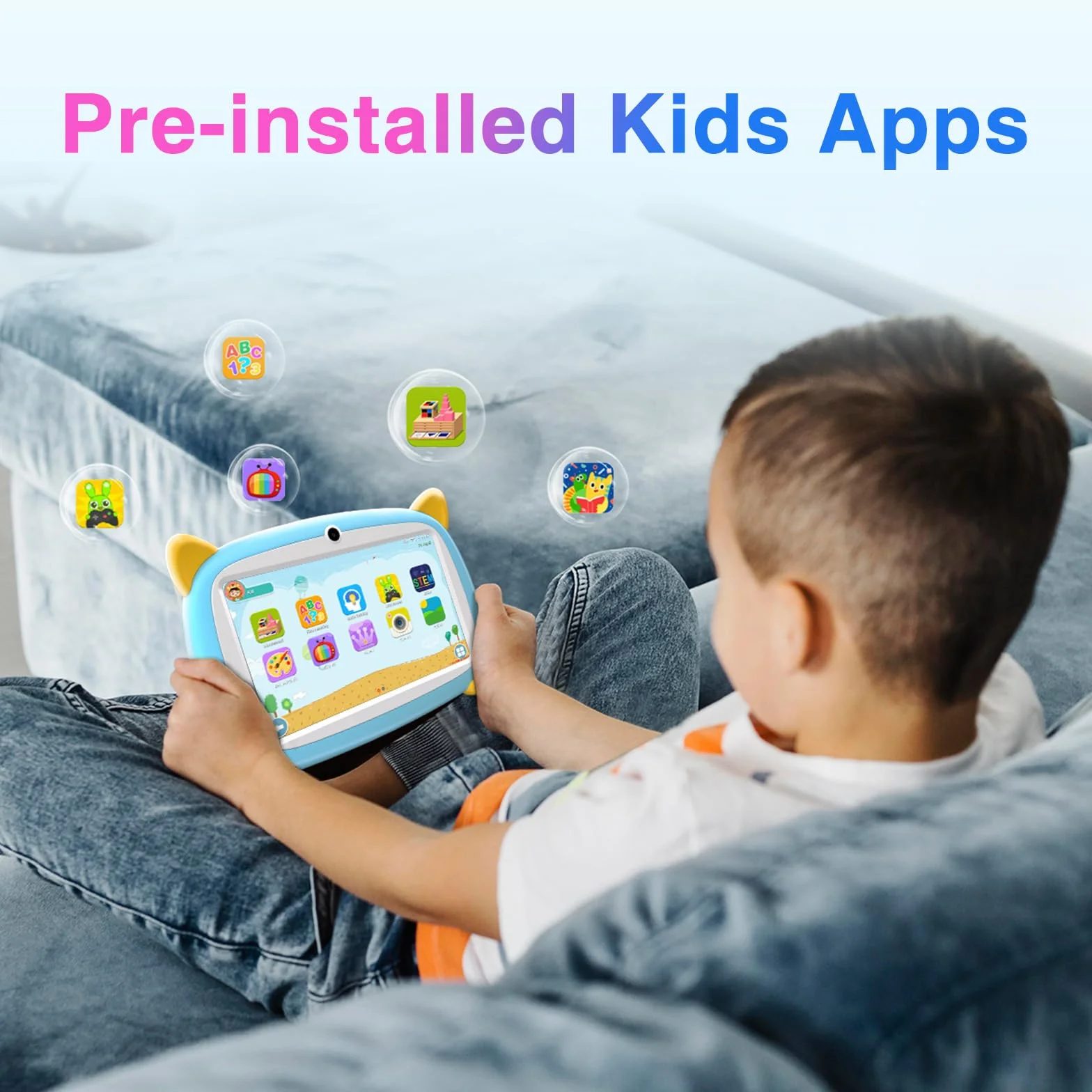 U7 Tablet per Bambini 7 Pollici, Android Tablets, Tablet bambini,4GB (2GB+2GB) RAM+32GB ROM/TF 1TB, compatibile con Kids Space, Kids Software, Wifi,Tablets PC con Controllo Parentale Blu