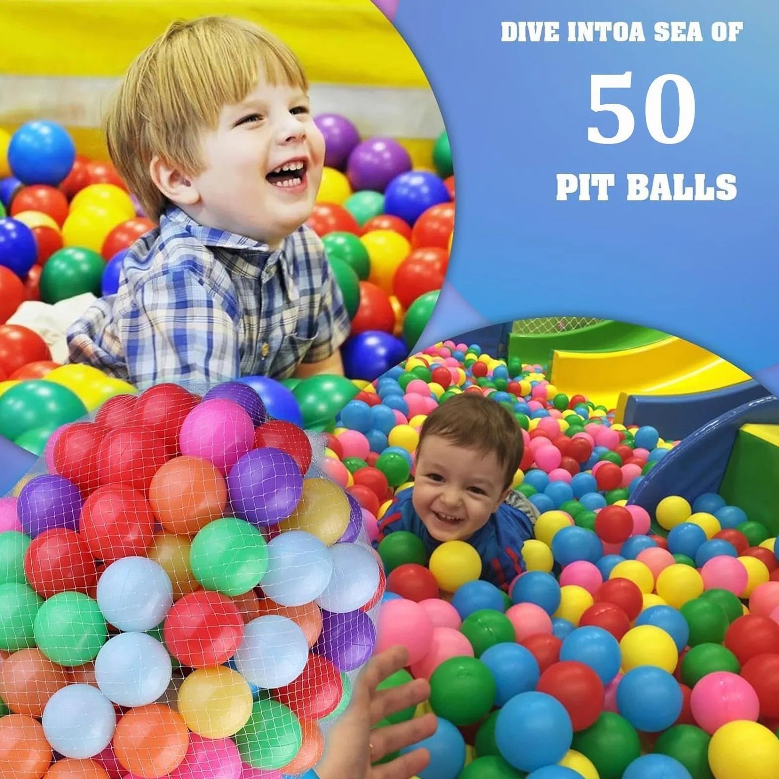Palline Colorate Piscina Ø 7 Cm Di Diametro, 50 Pezzi Palline Di Plastica Colorata, Per Riempire Piscine Tende, Colori Vivaci Durevoli E Sicuri