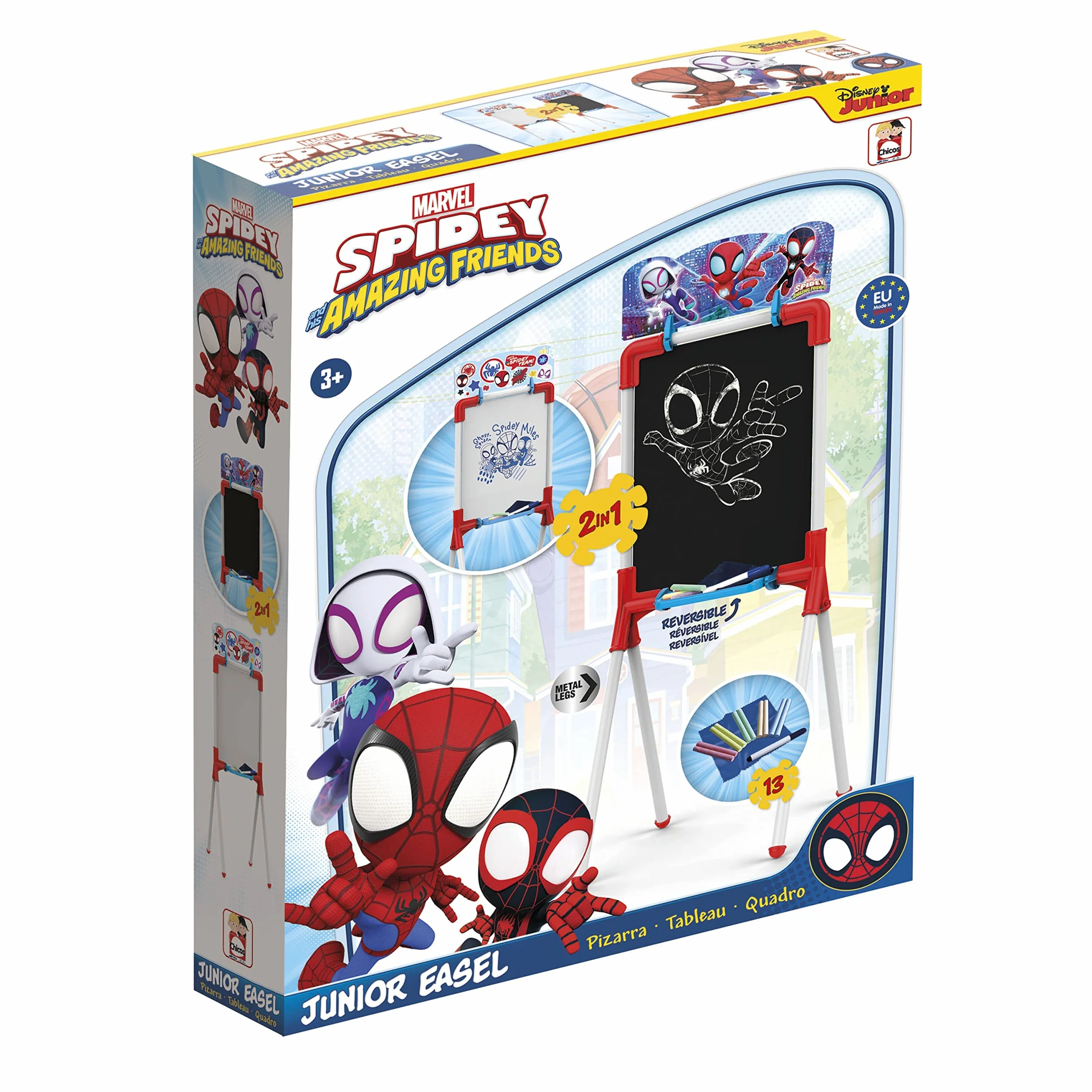Lavagna per Bambini Spidey 2 in 1 Reversibile con Cavalletto Giochi Educativi Creativi 3 Anni